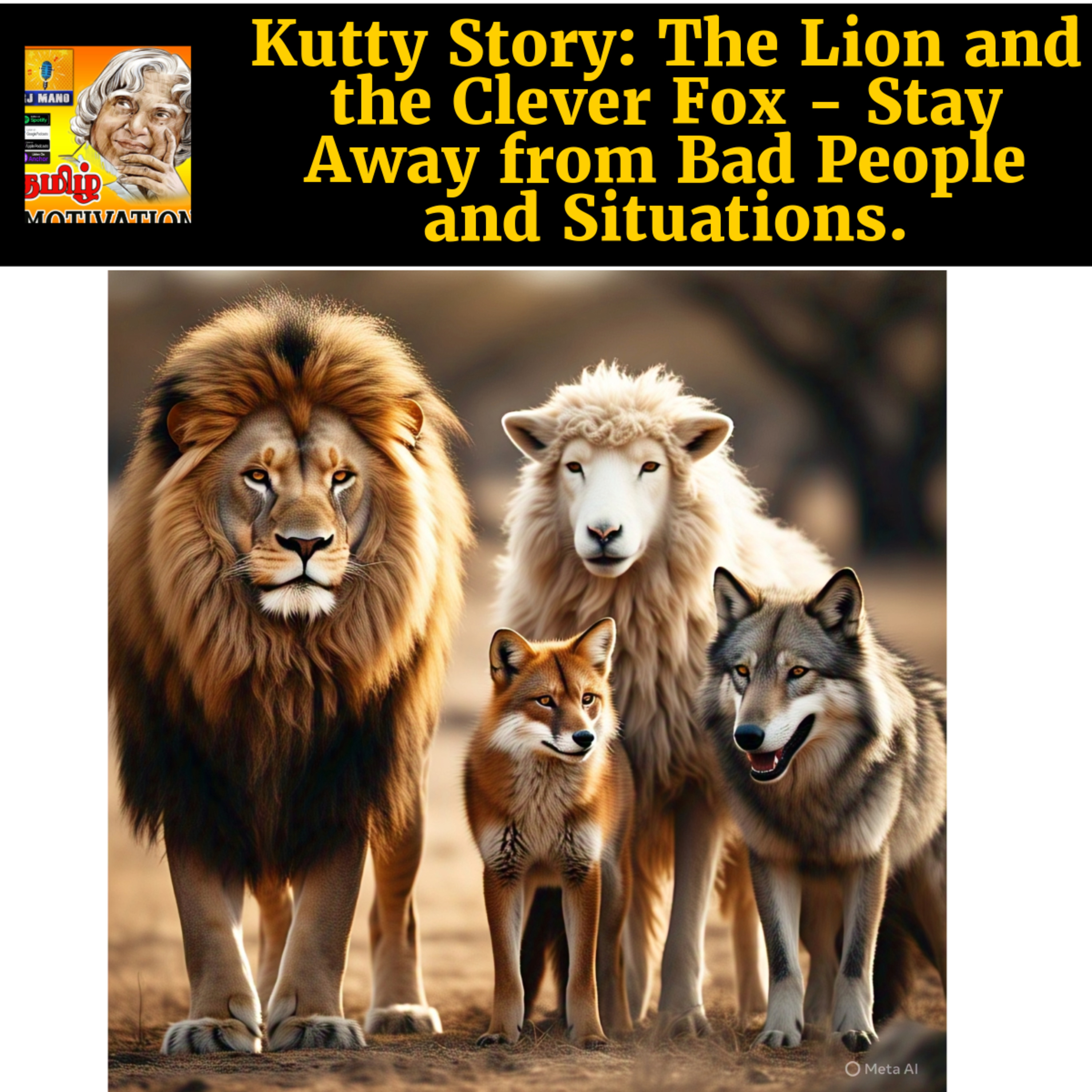 🔥🔥Kutty Story:The Lion and the Clever Fox - Stay Away from Bad People and Situations |Tamil Self Help Motivation RJ Mano