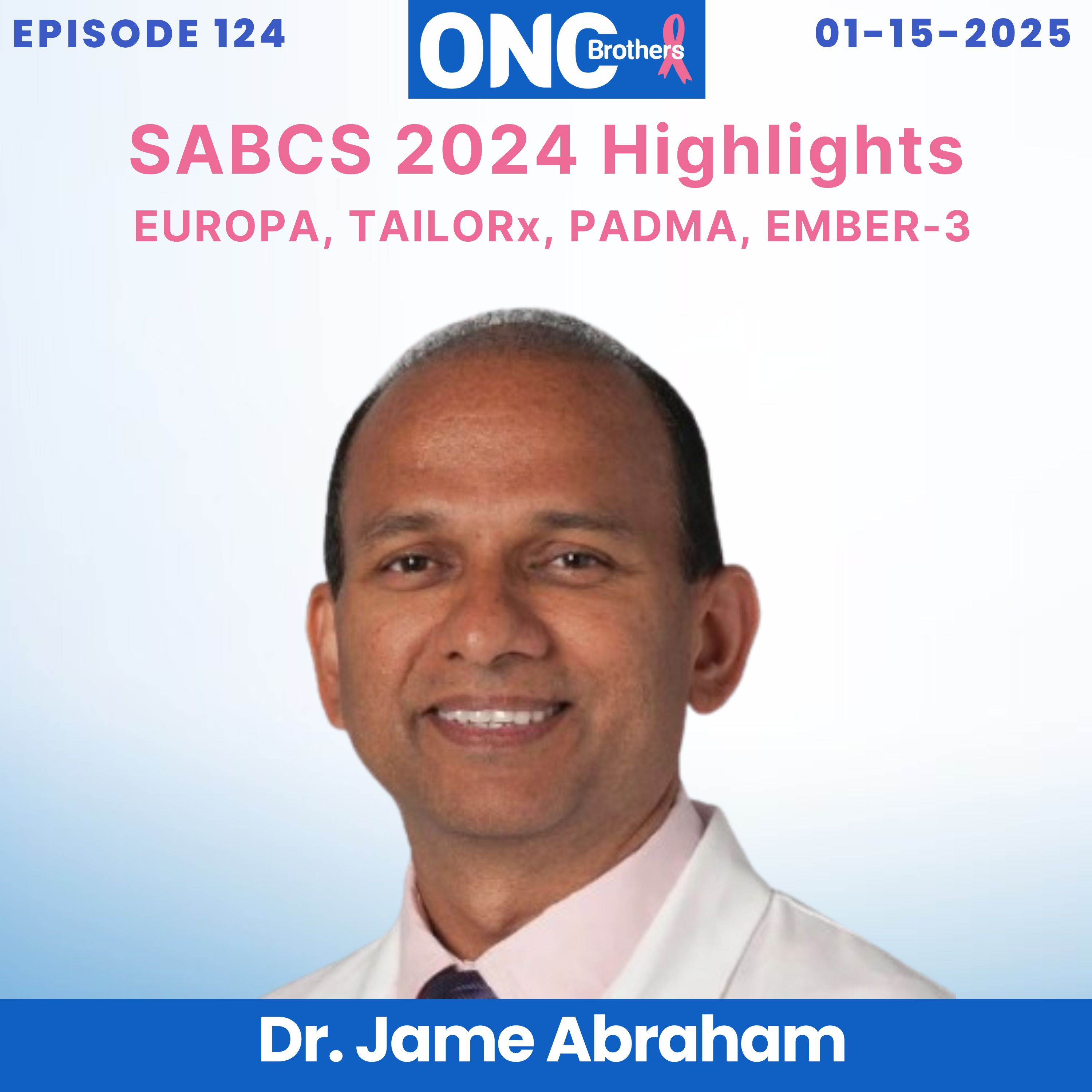 SABCS 2024 Highlights - EUROPA, TAILORx, PADMA, EMBER-3 with Dr. Jame Abraham episode artwork