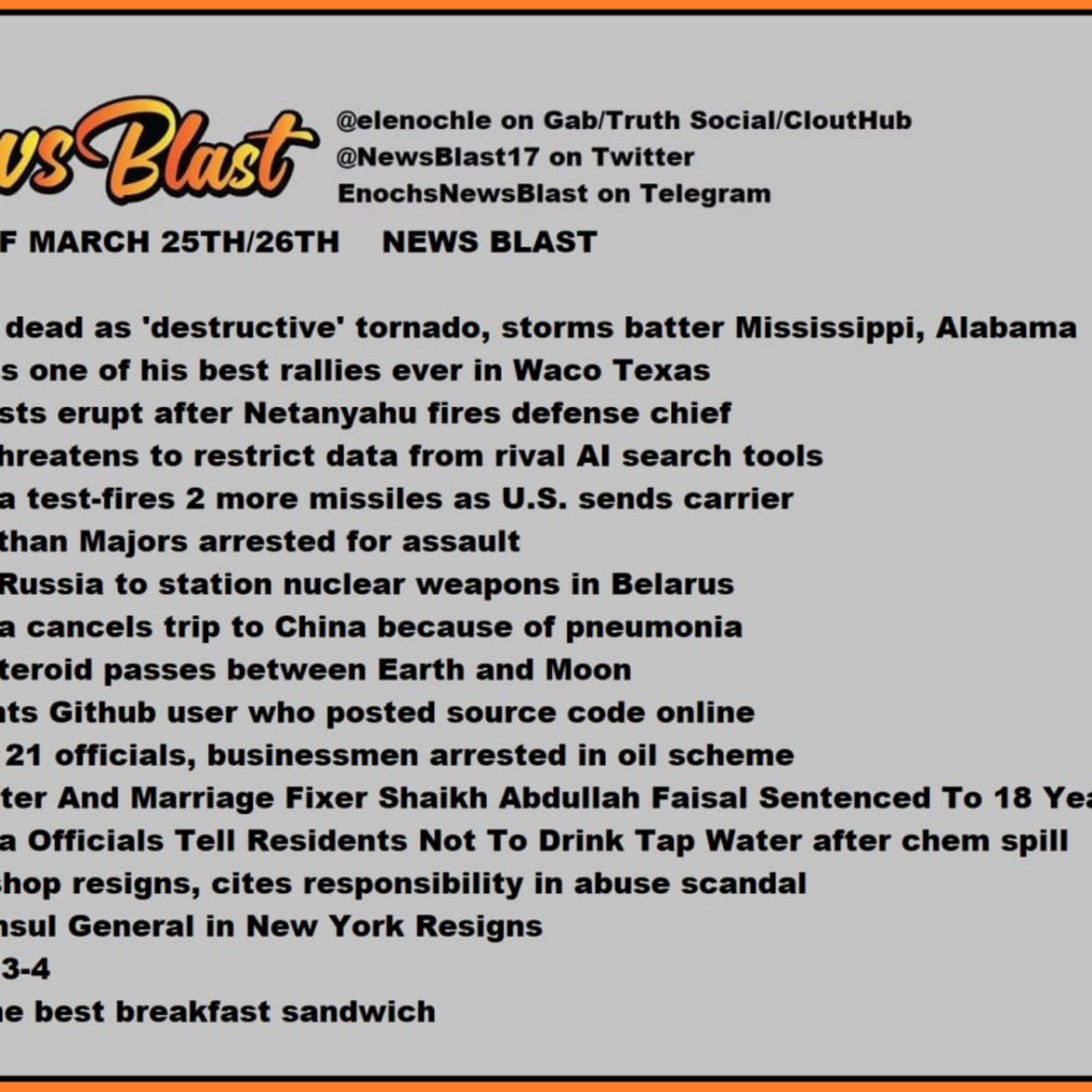 Weekend of March 25/26, 2023 News Blast  episode artwork
