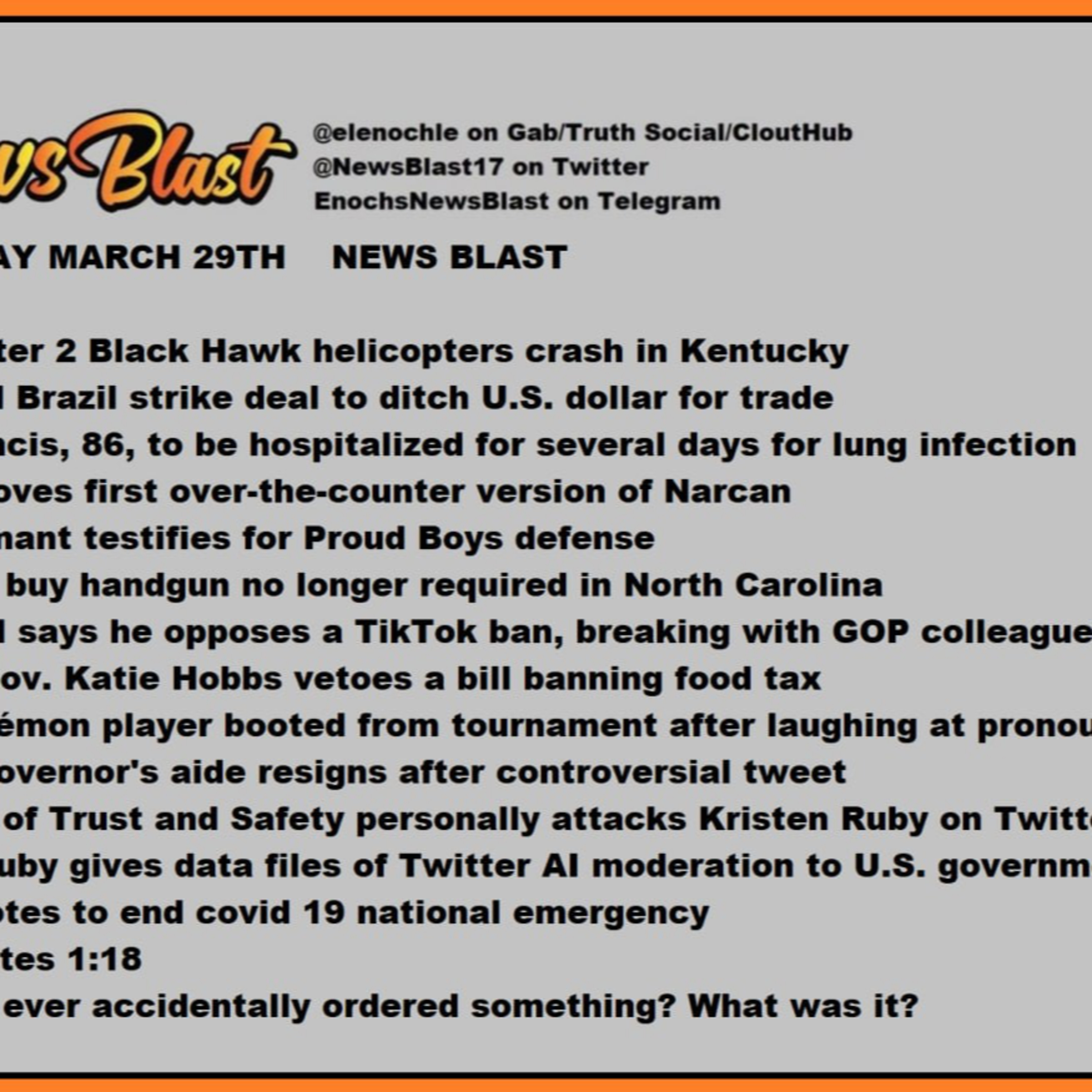 Wednesday, March 29, 2023 News Blast episode artwork