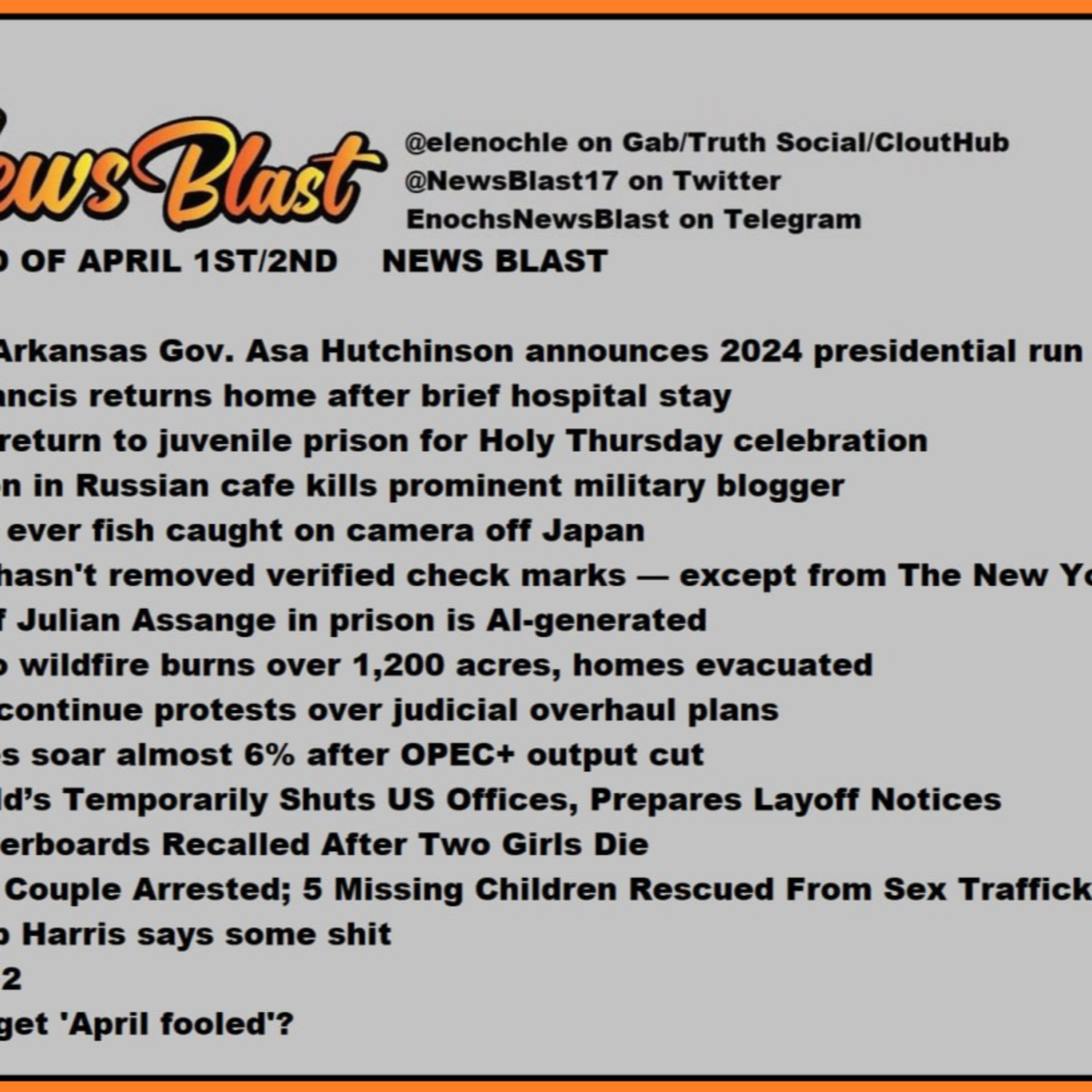 Weekend of April 1/2,2023 News Blast episode artwork