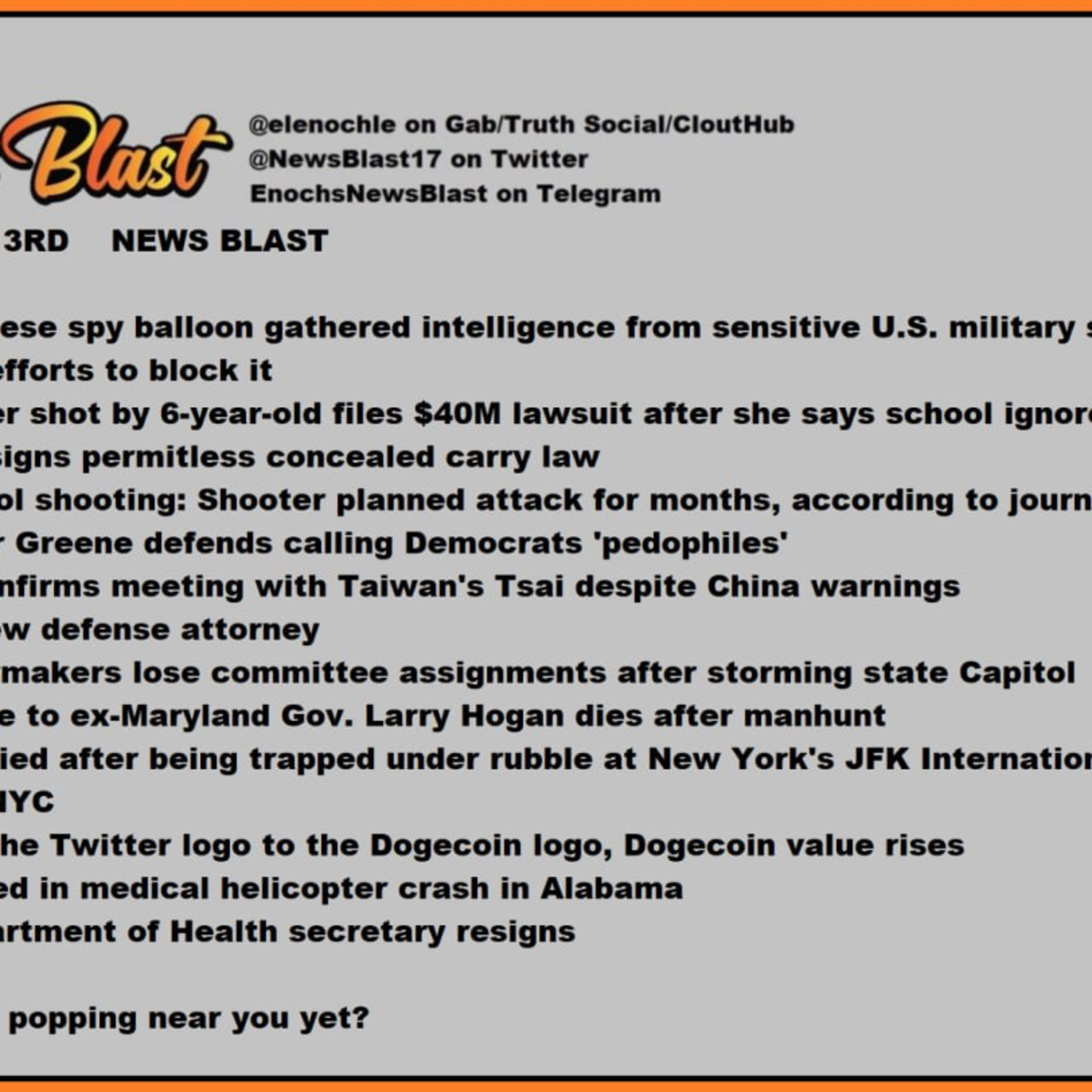 Monday, April 3, 2023 News Blast episode artwork