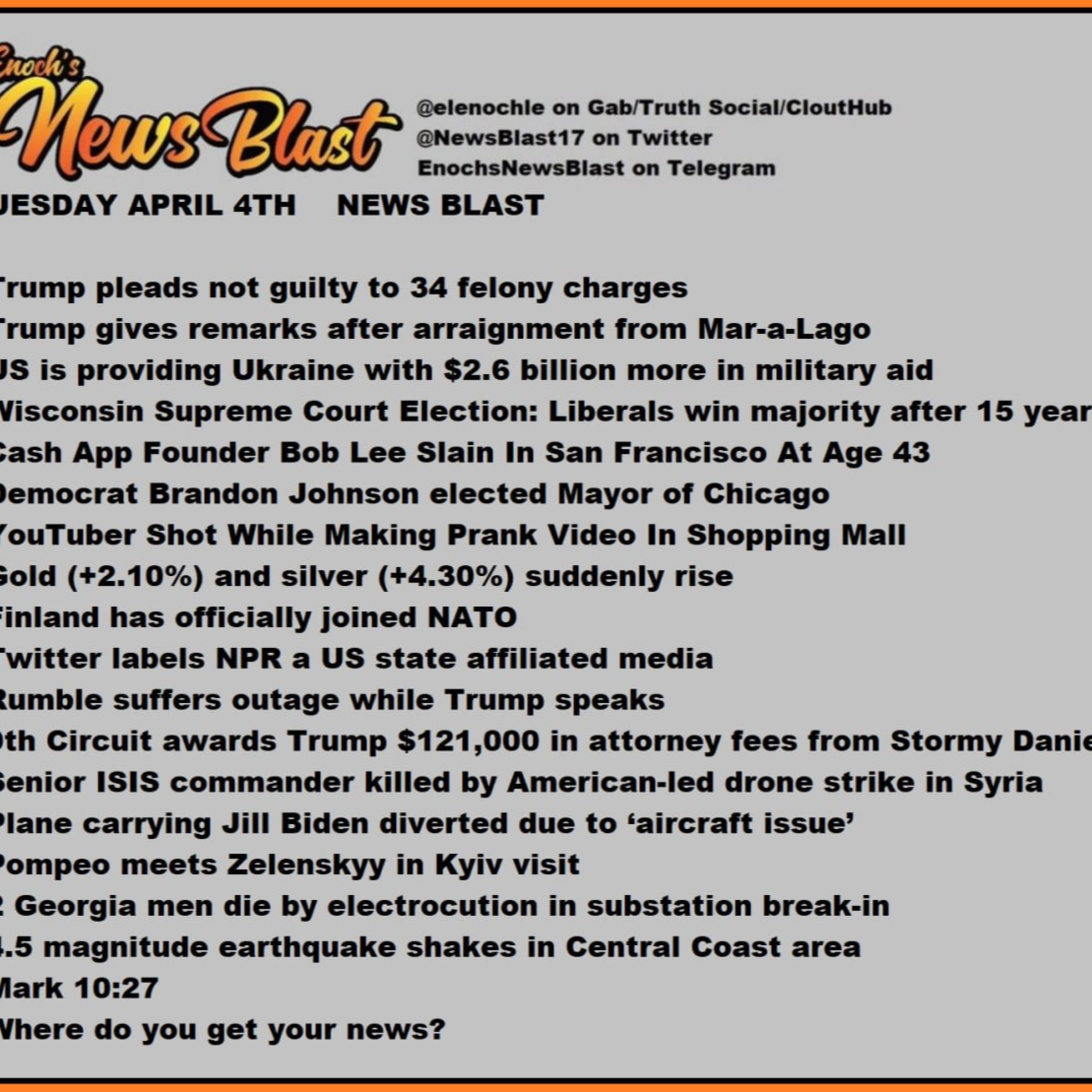 Tuesday, April 4, 2023 News Blast episode artwork