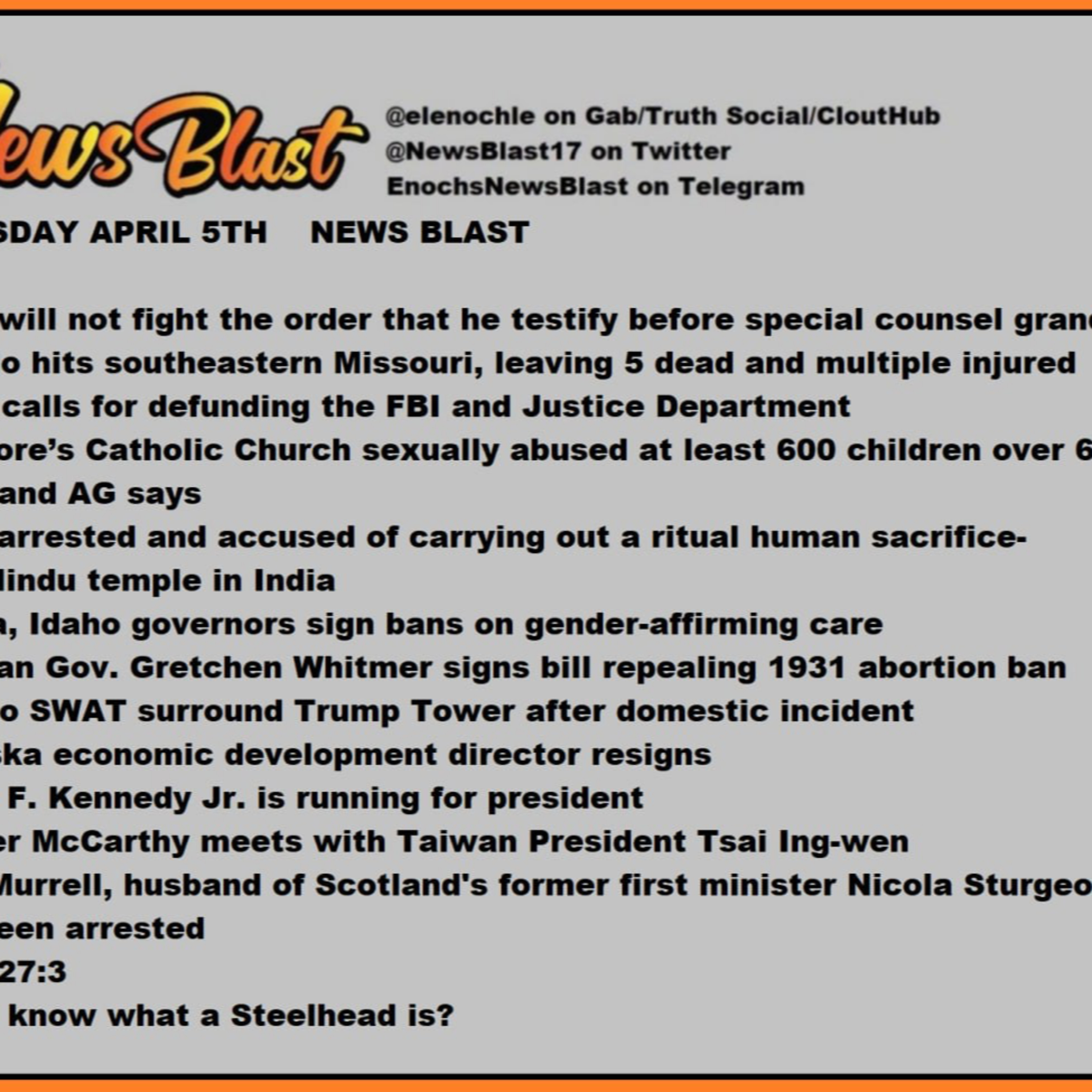 Wednesday, April 6, 2023 News Blast episode artwork
