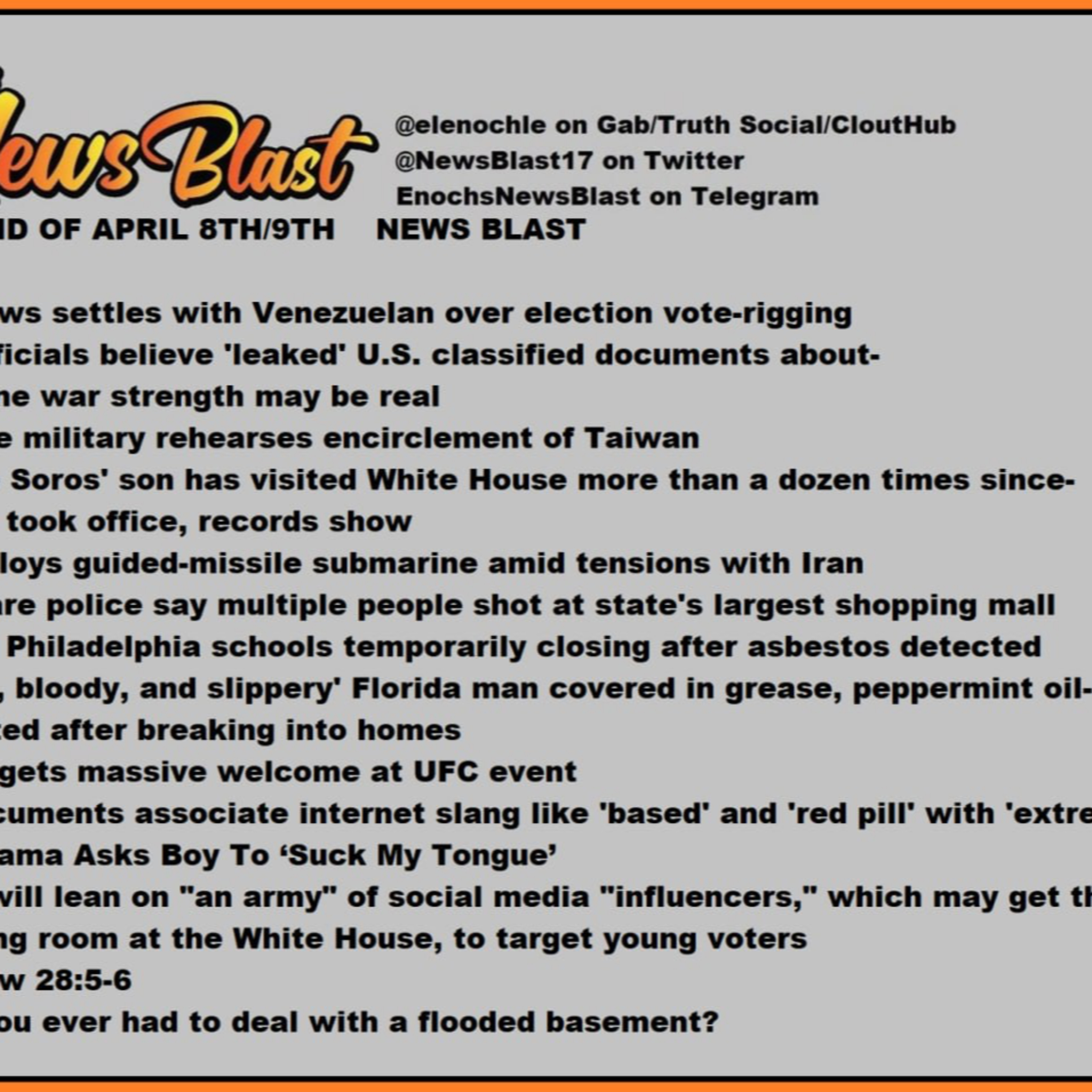 Weekend of April 8/9,2023 News Blast  episode artwork