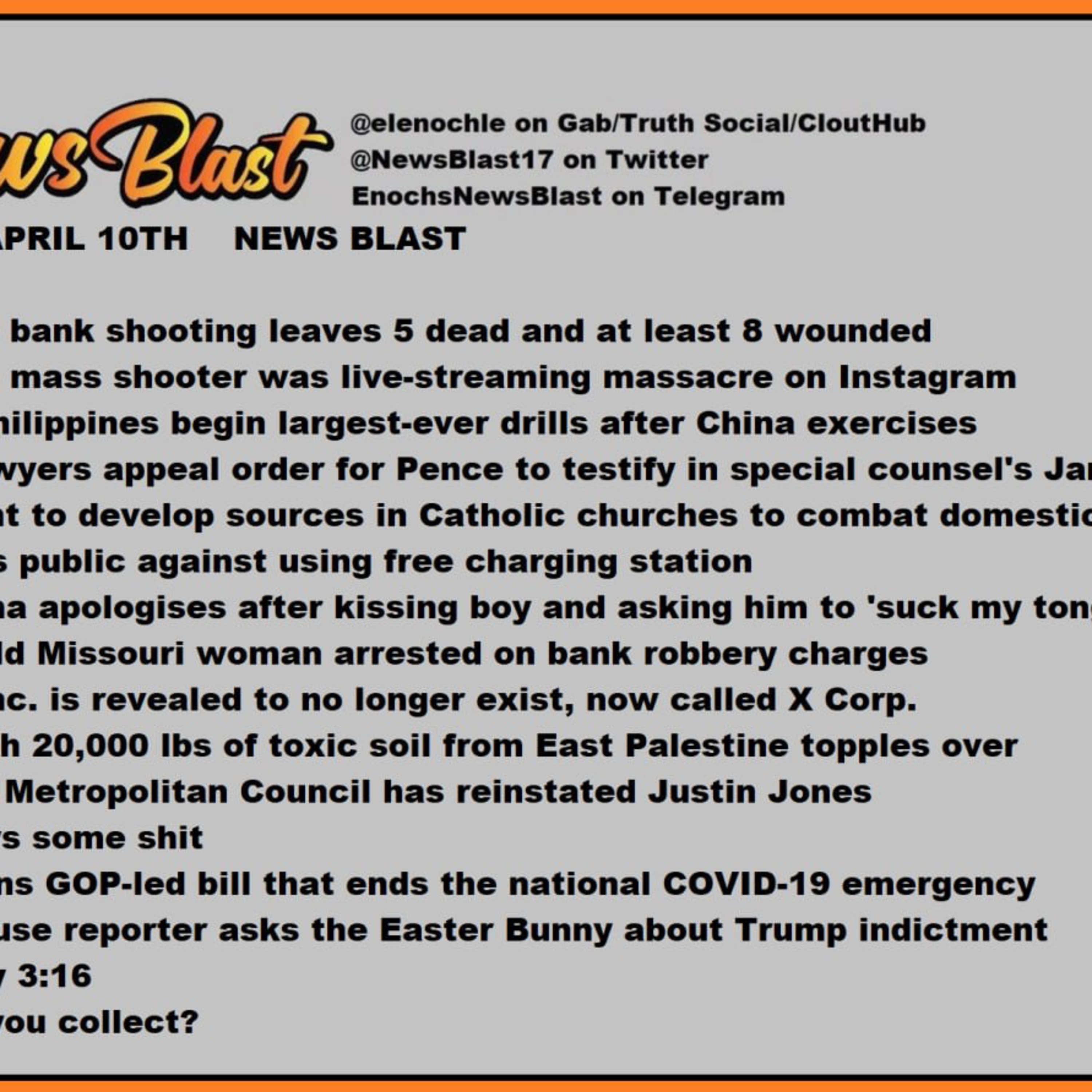Monday, April 10, 2023 News Blast.  episode artwork