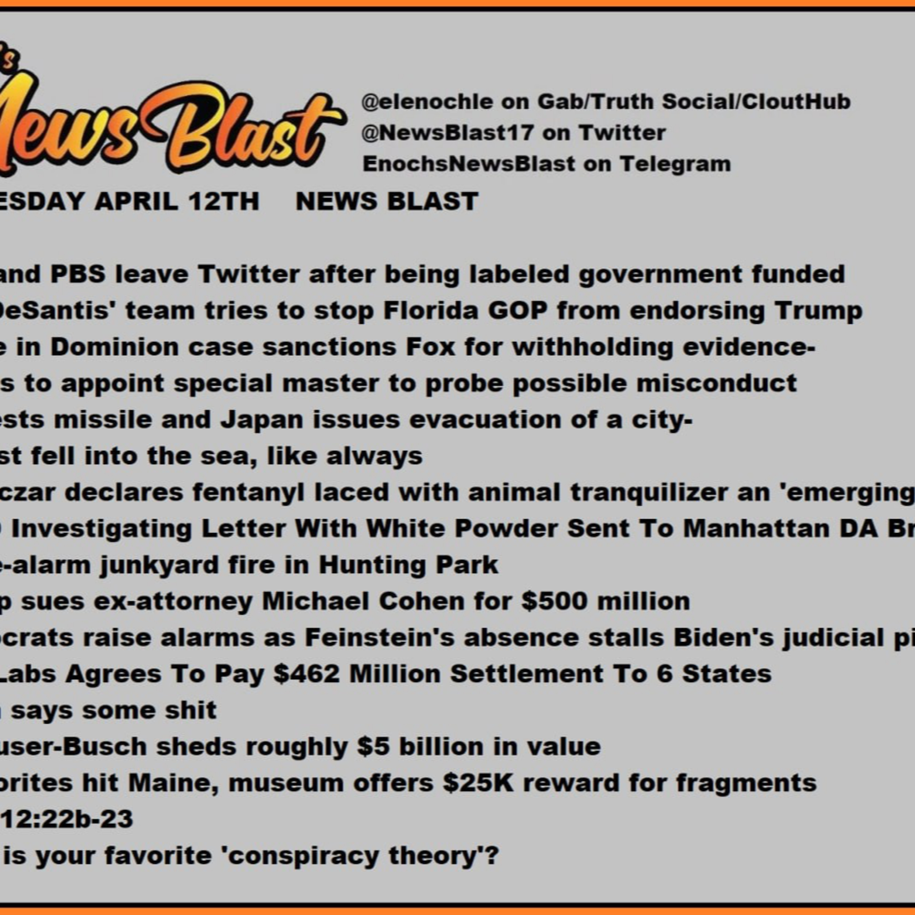 Wednesday, April 12, 2023 News Blast  episode artwork