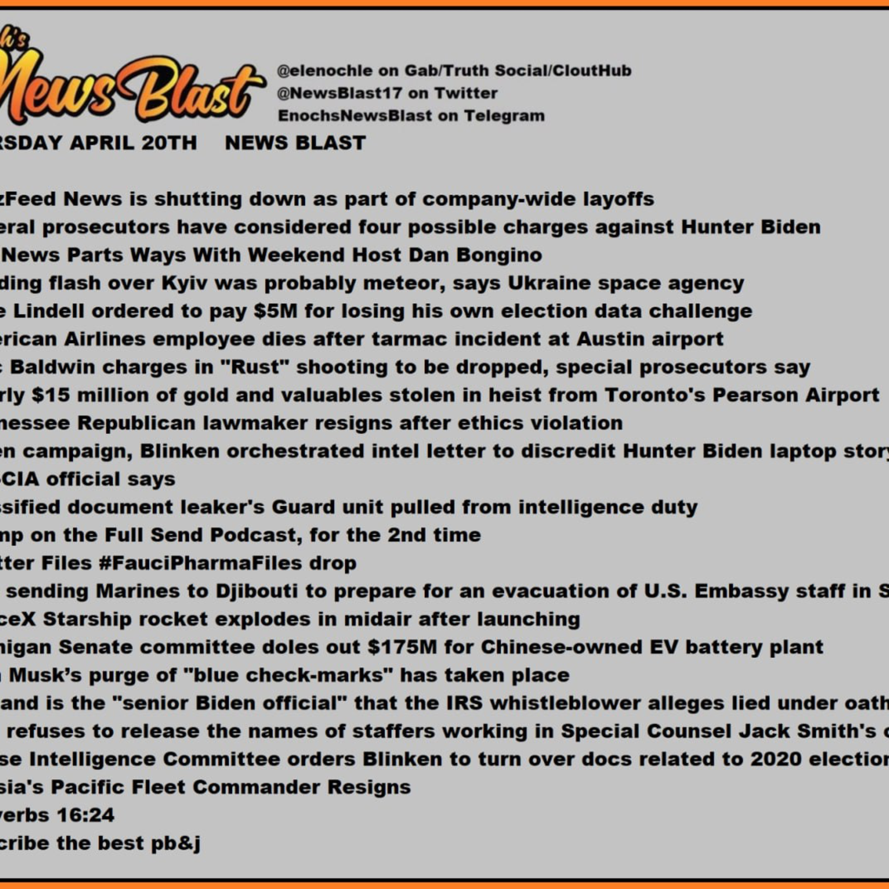 Thursday, April 20, 2023 News Blast  episode artwork