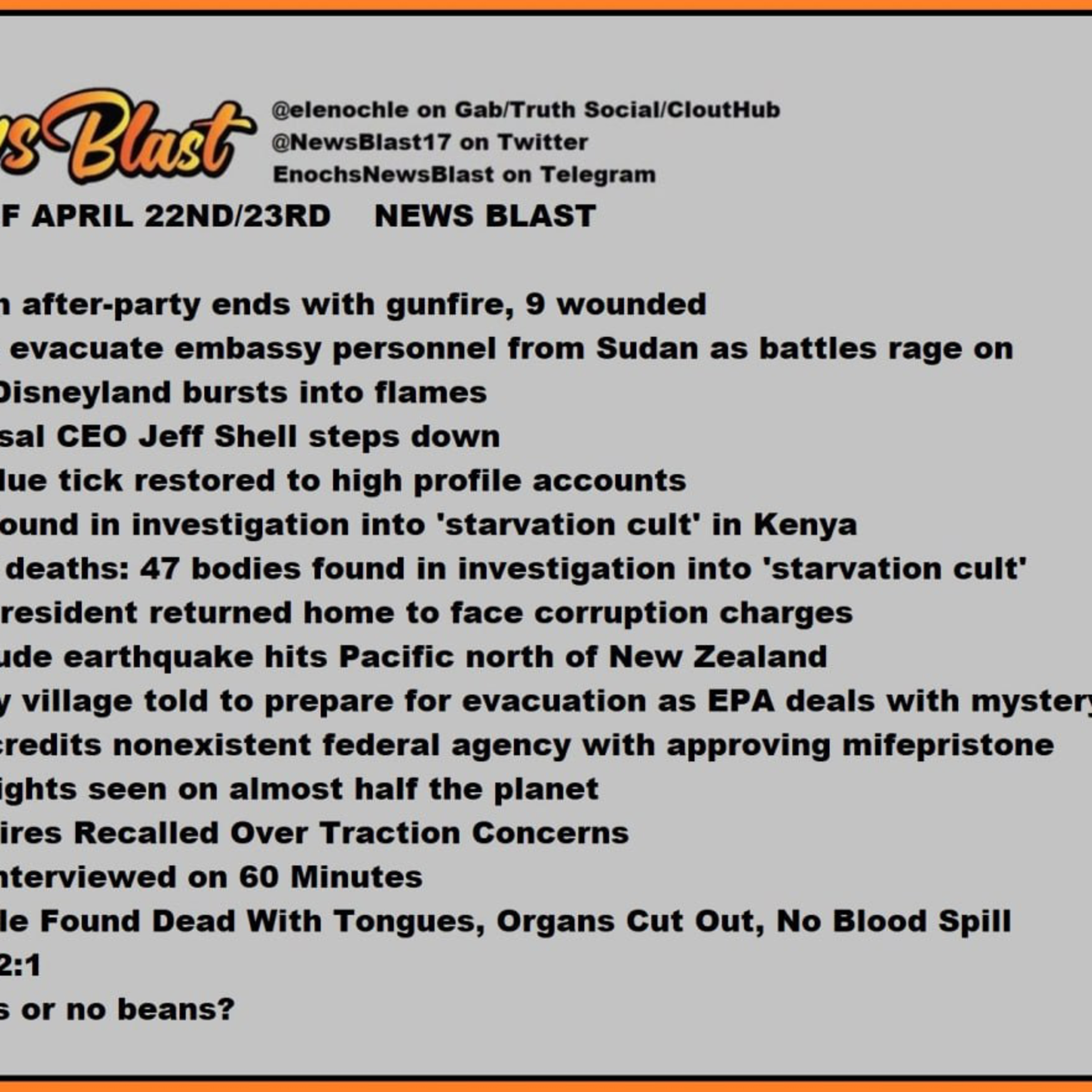 Weekend of April 22/23,2023 News Blast  episode artwork