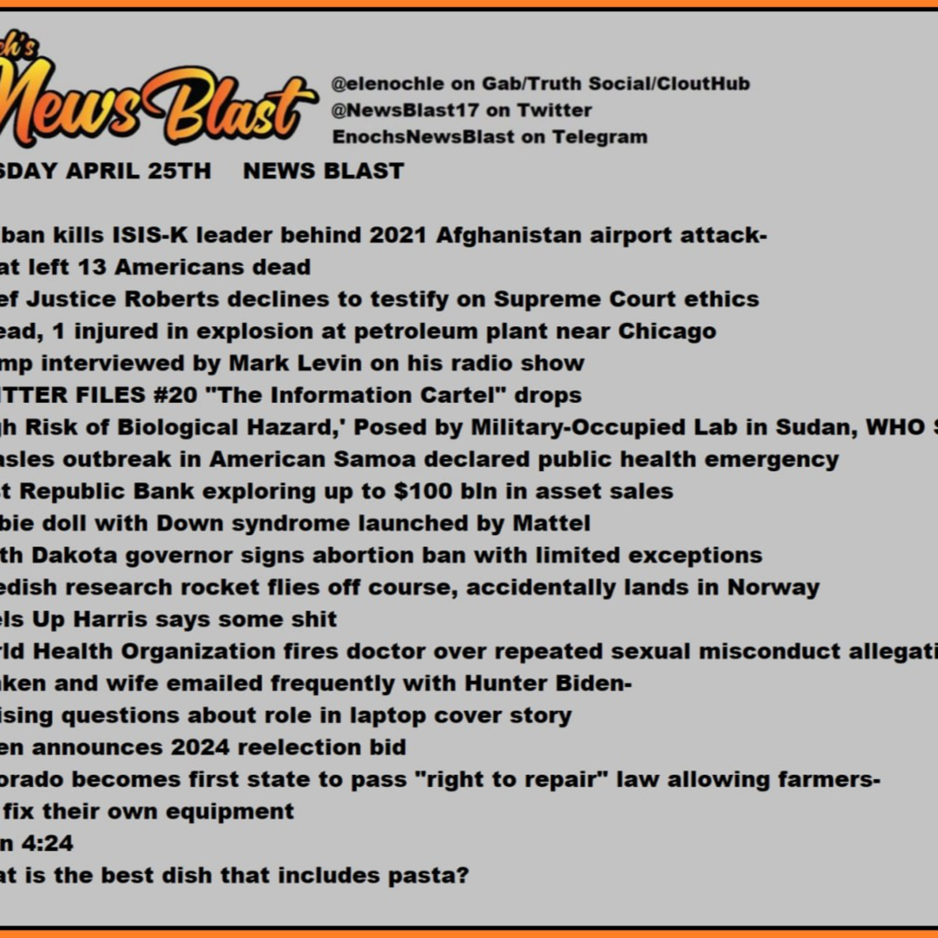 Tuesday, April 25, 2023 News Blast episode artwork