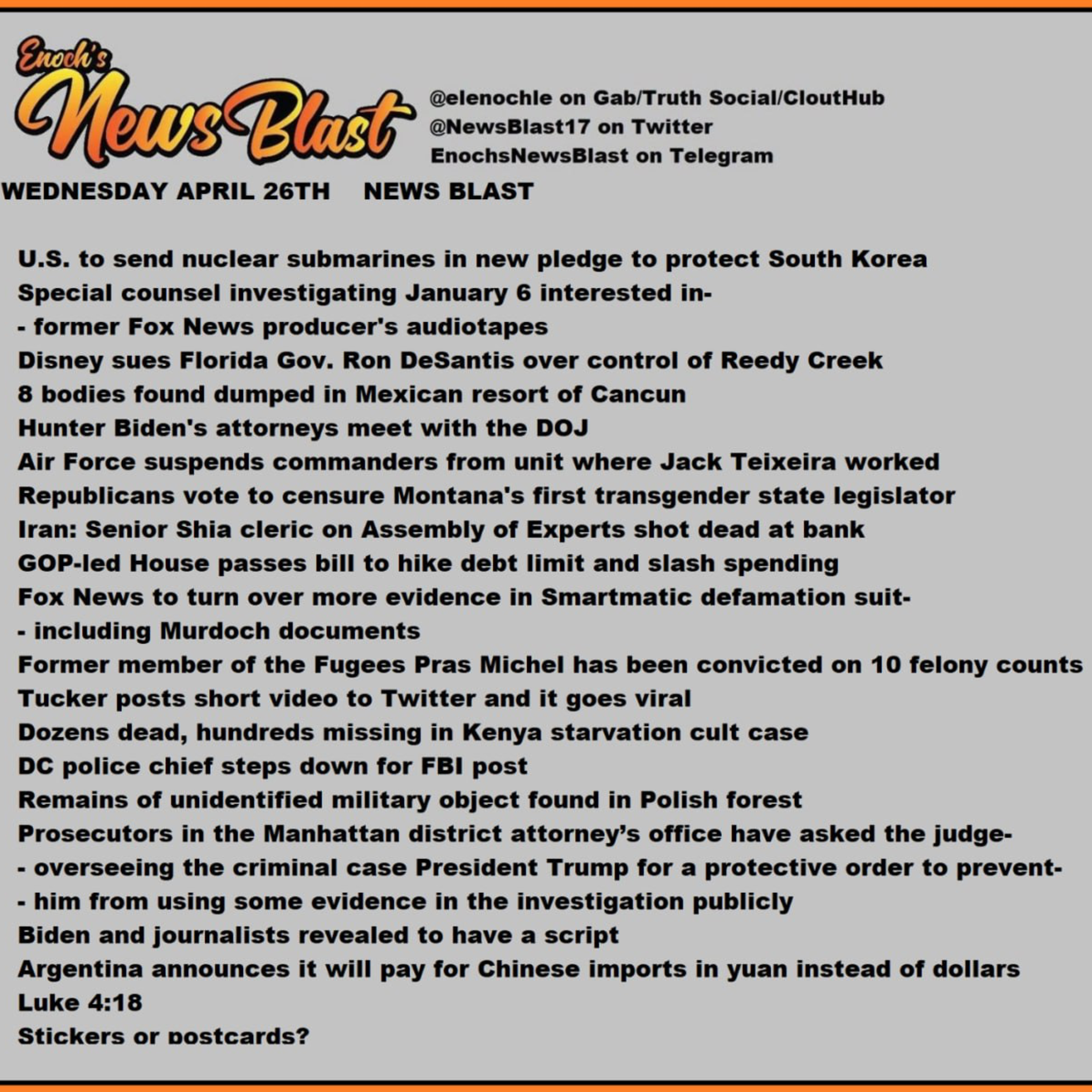 Wednesday, April 26, 2023 News Blast  episode artwork