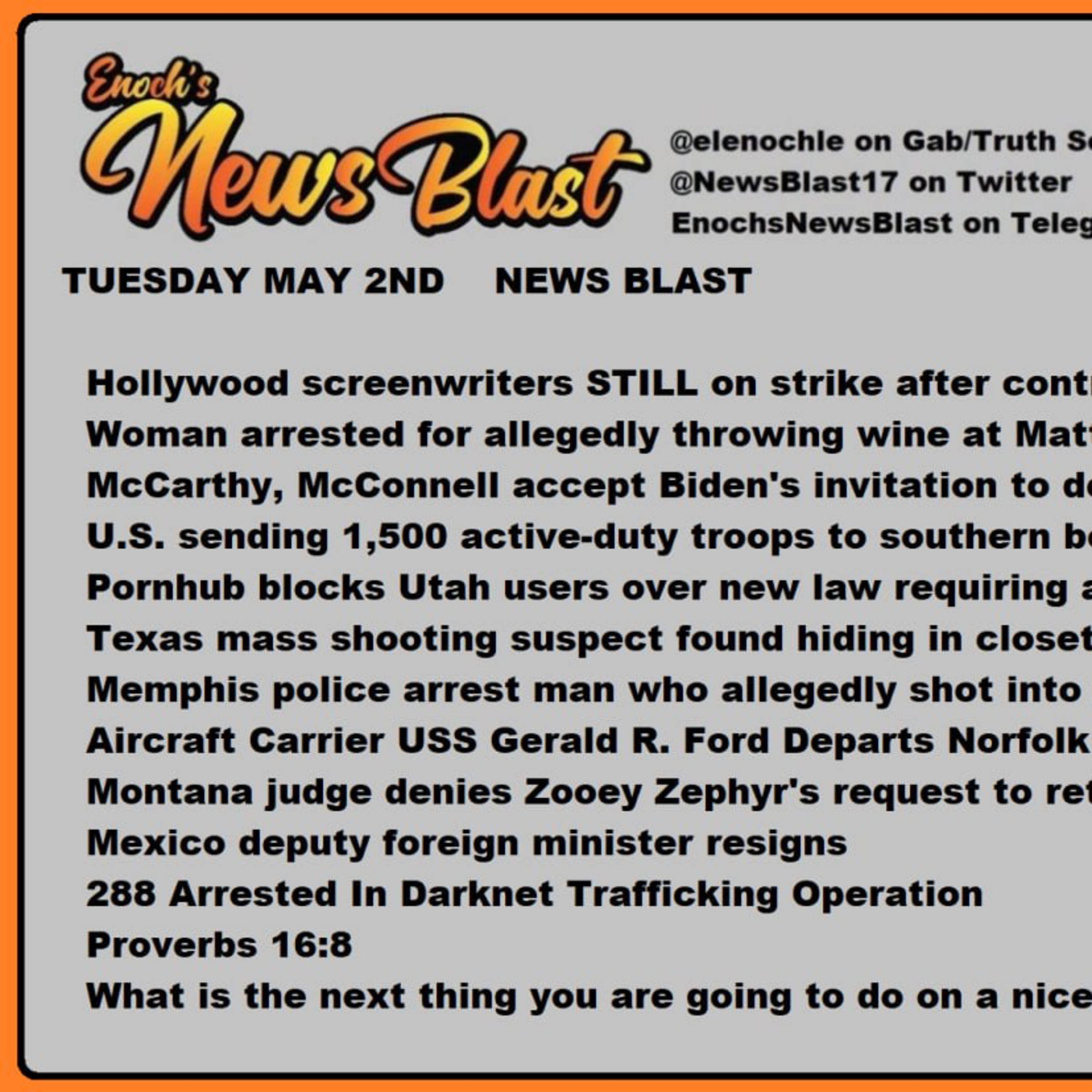 Tuesday, May 2, 2023 News Blast.  episode artwork