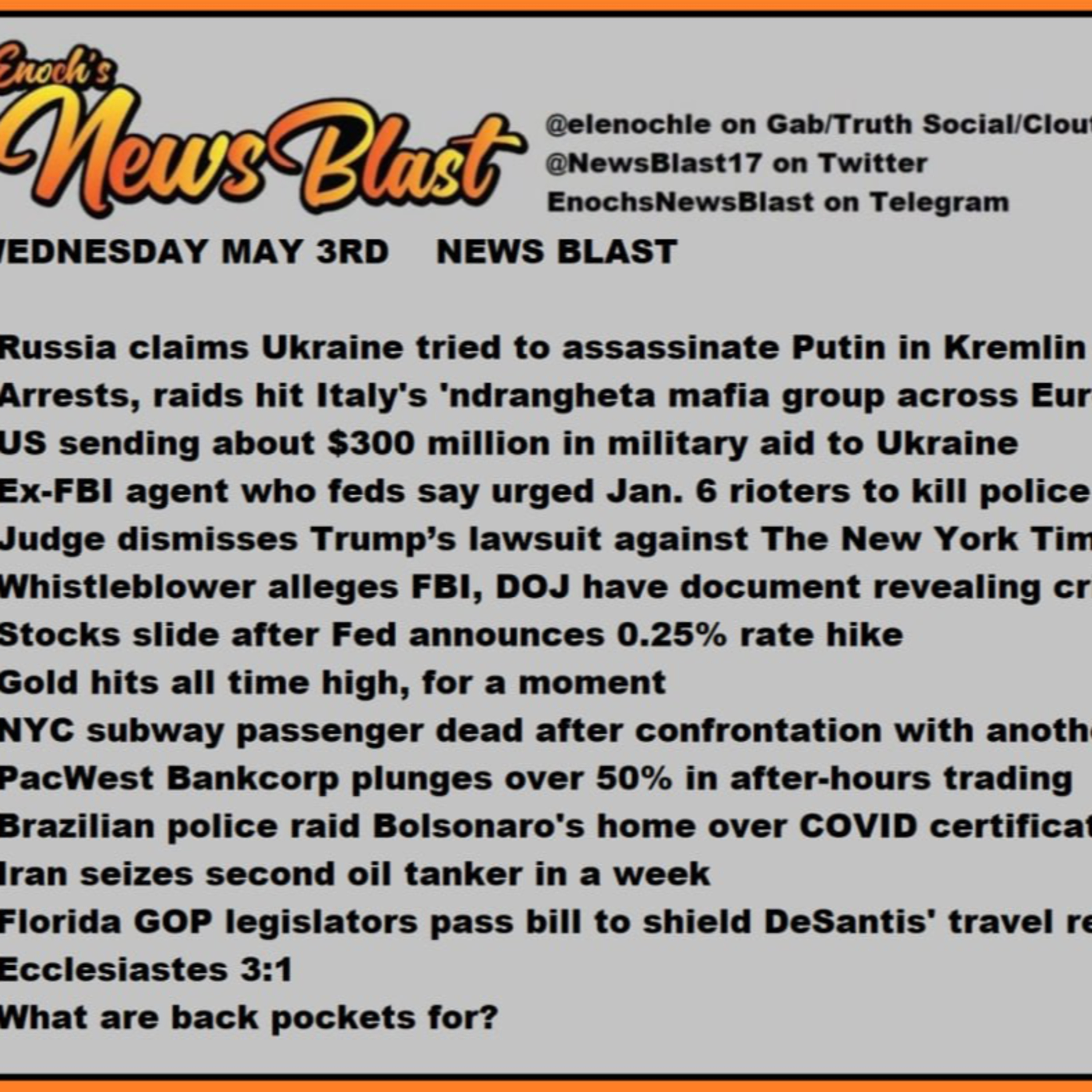 Wednesday, May 3, 2023 News Blast episode artwork