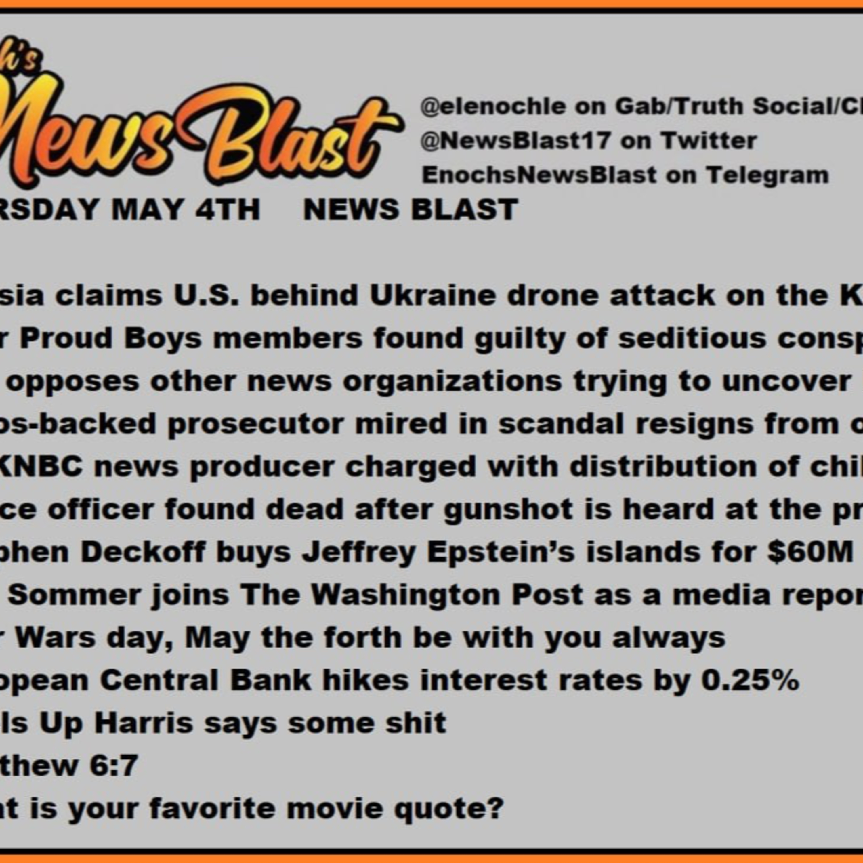 Thursday, May 4, 2023 News Blast.  episode artwork