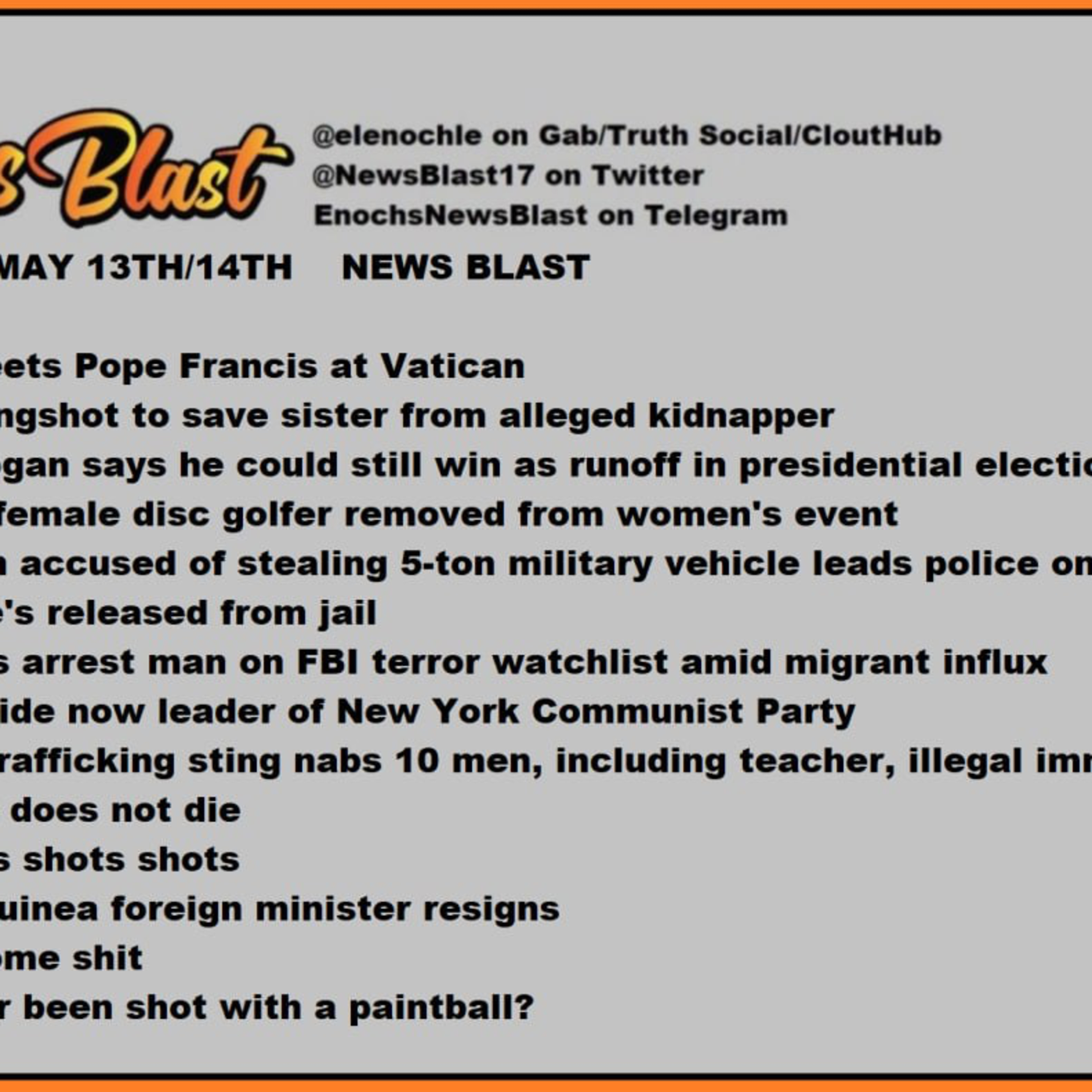 Weekend of May 13/14, 2023. News Blast.  episode artwork