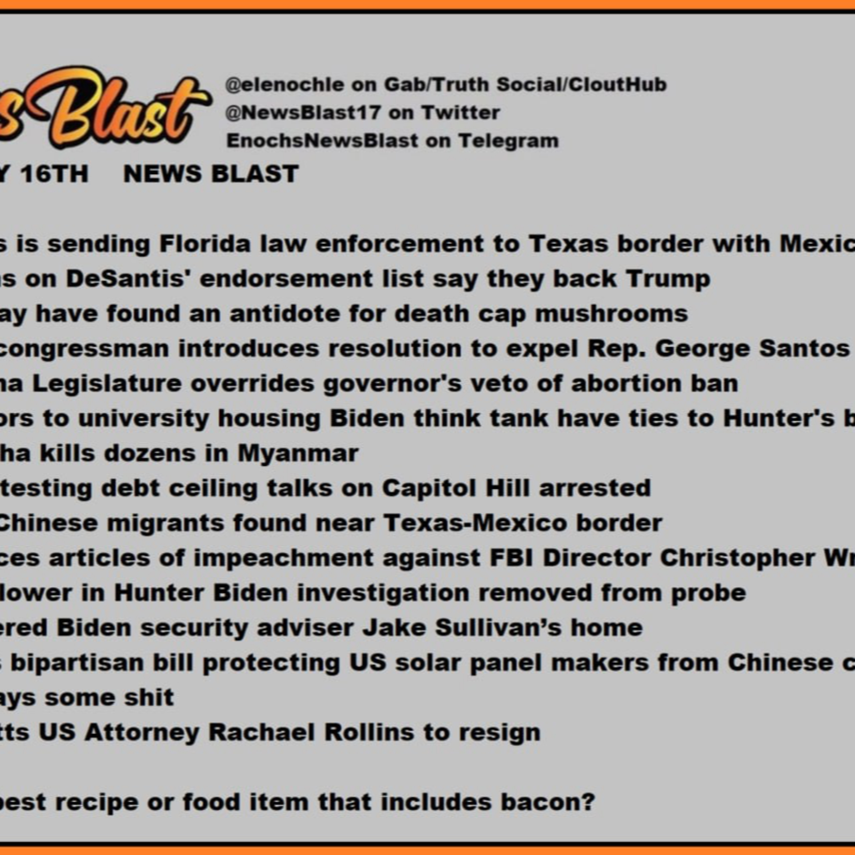 Tuesday, May 16, 2023 News Blast.  episode artwork