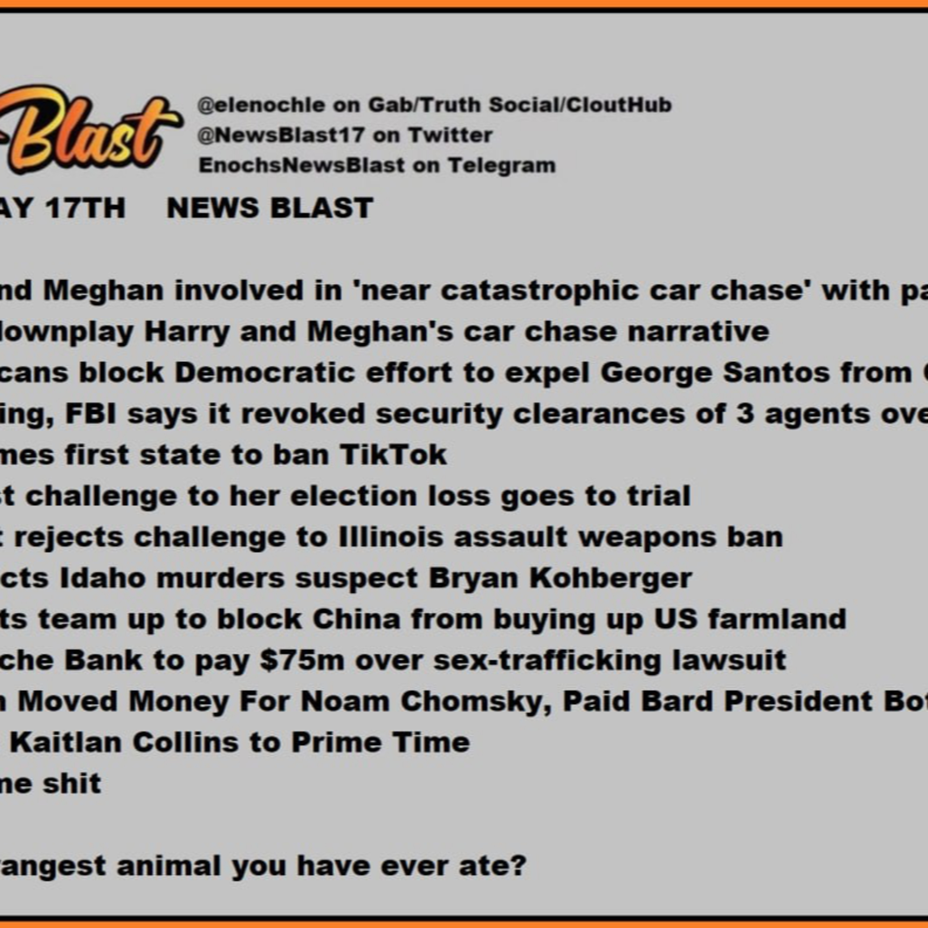 Wednesday, May 17, 2023 News Blast.  episode artwork