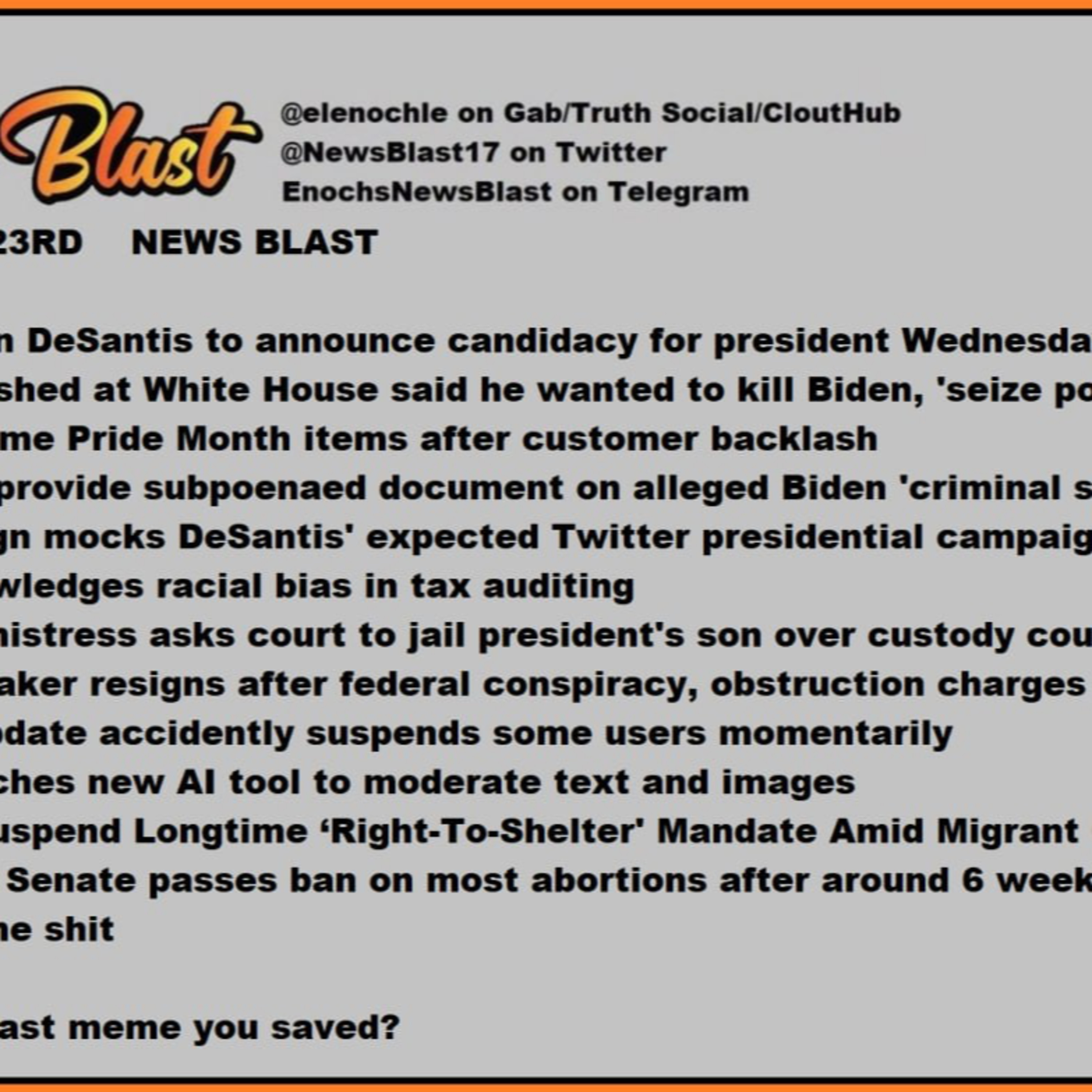 Tuesday May 23,2023. News Blast.  episode artwork
