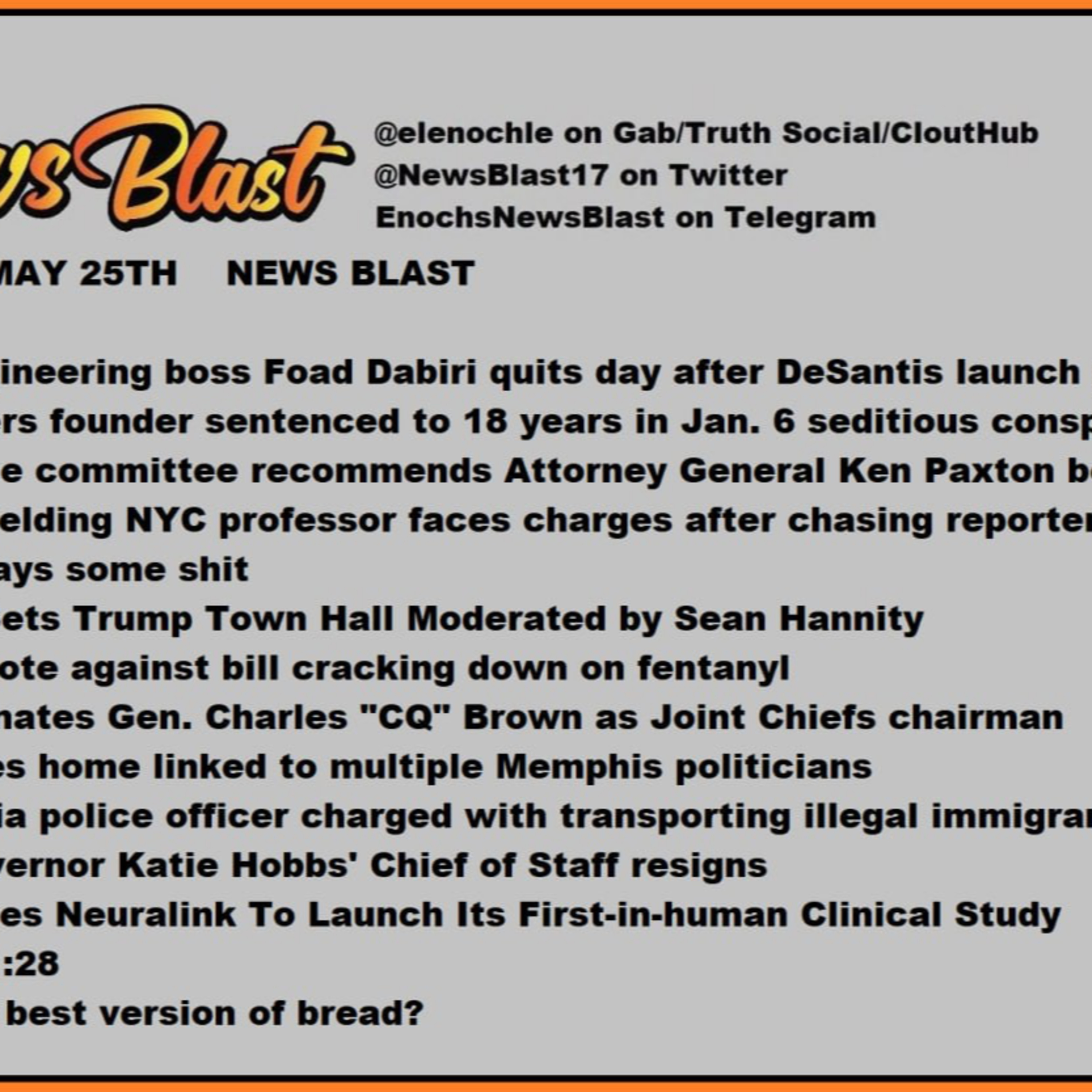 Thursday May 25,2023. News Blast.  episode artwork