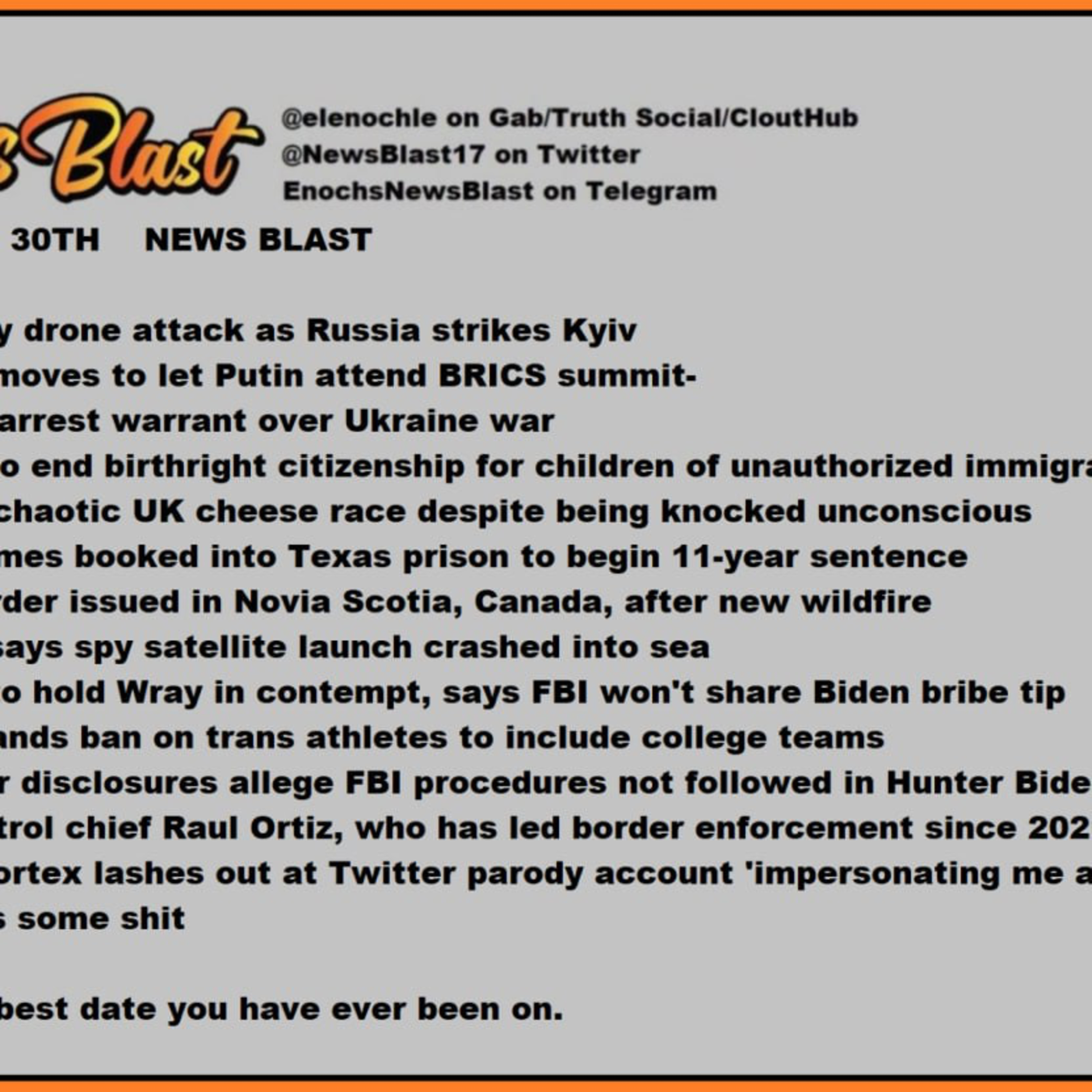 Tuesday, May 30, 2023 News Blast.  episode artwork