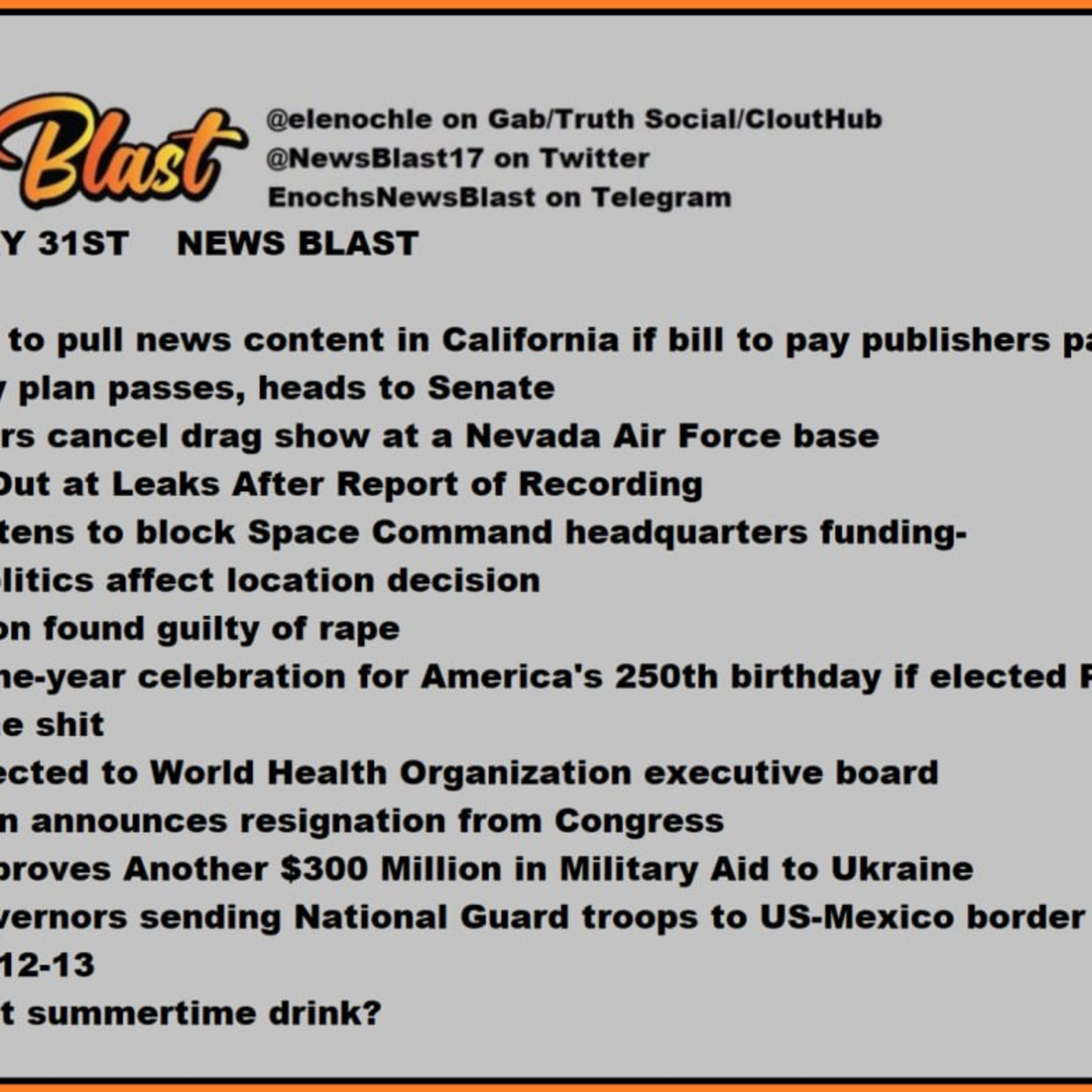 Wednesday, May 31, 2023 News Blast  episode artwork