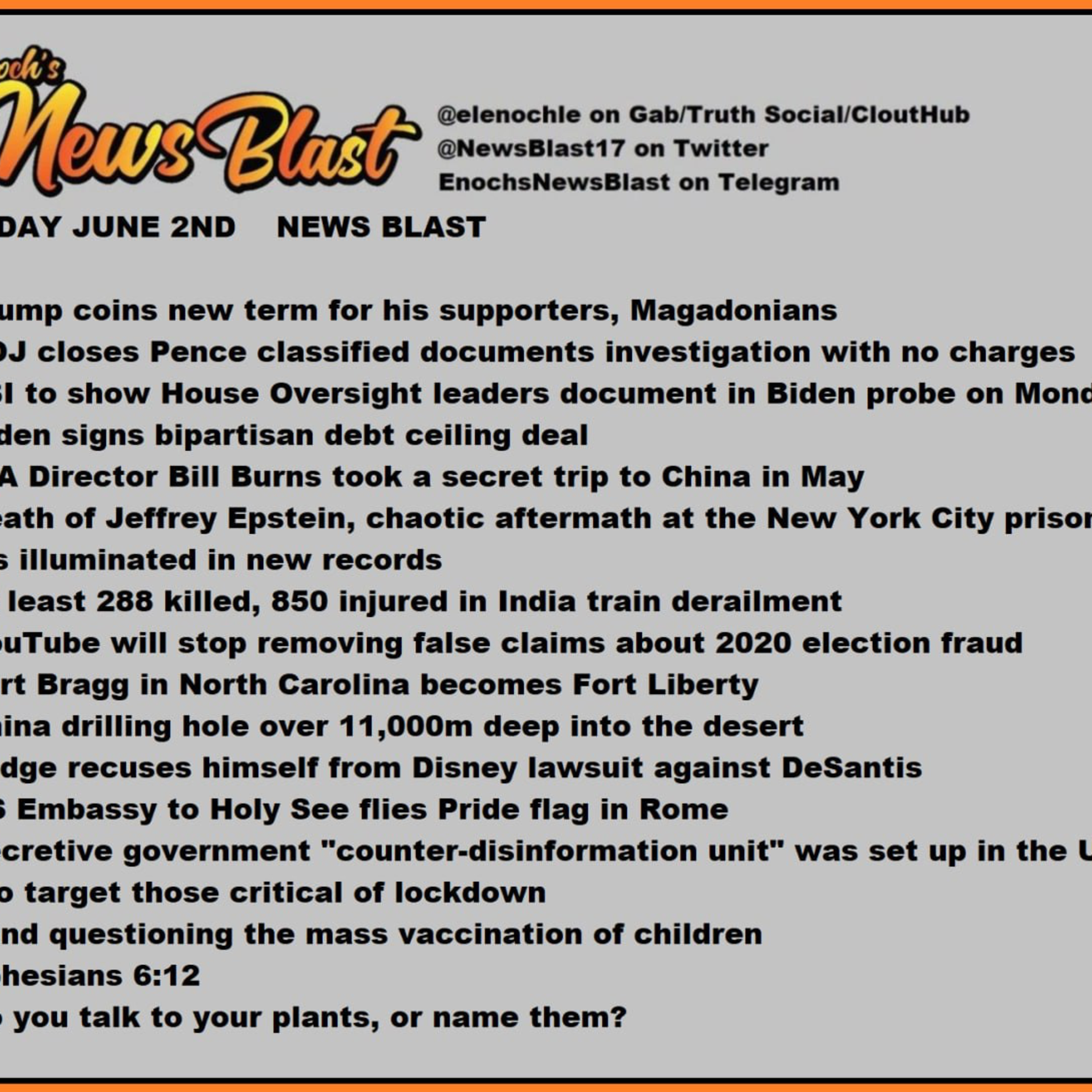 Thursday, June 1, 2023 News Blast.  episode artwork