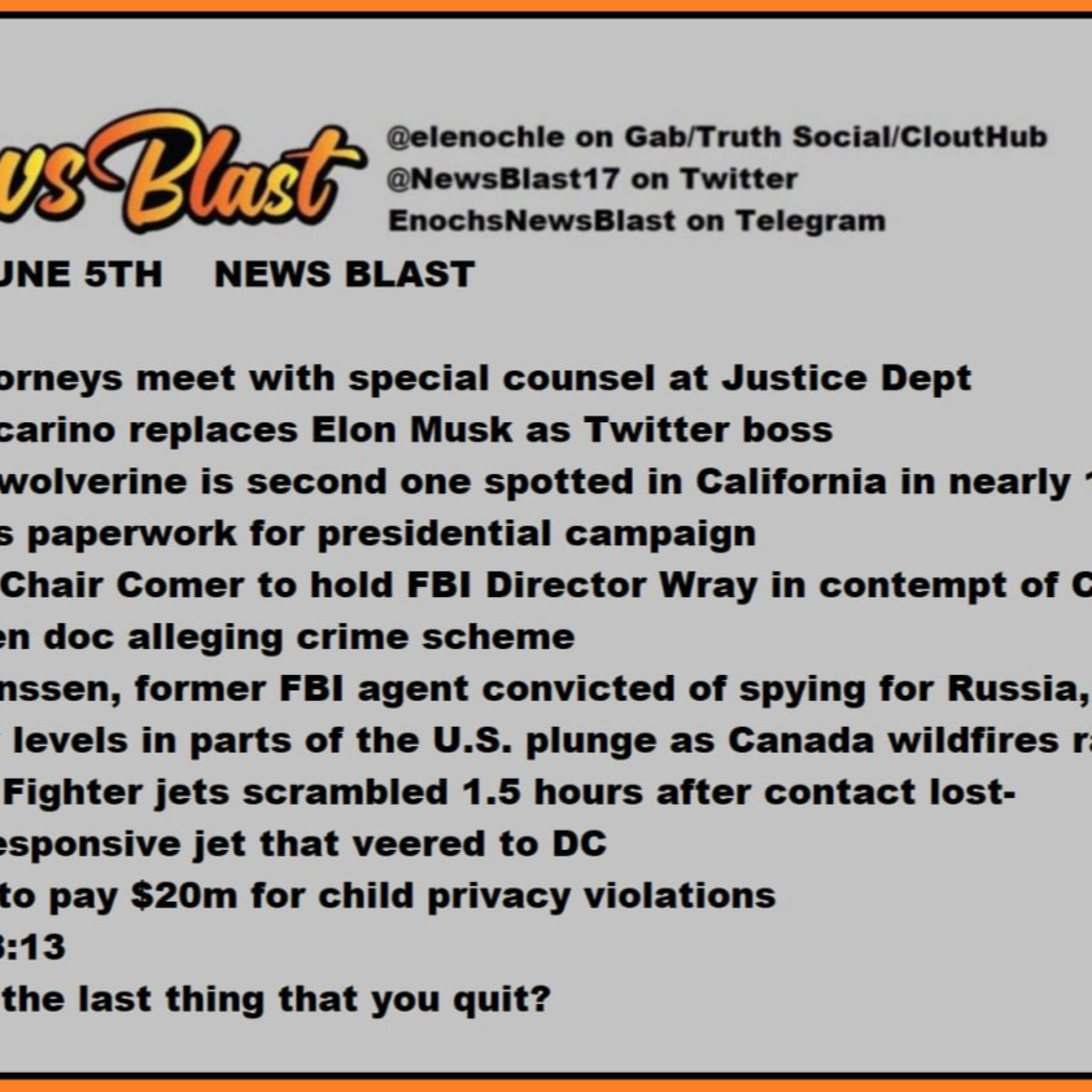 Monday, June 5, 2023 News Blast episode artwork