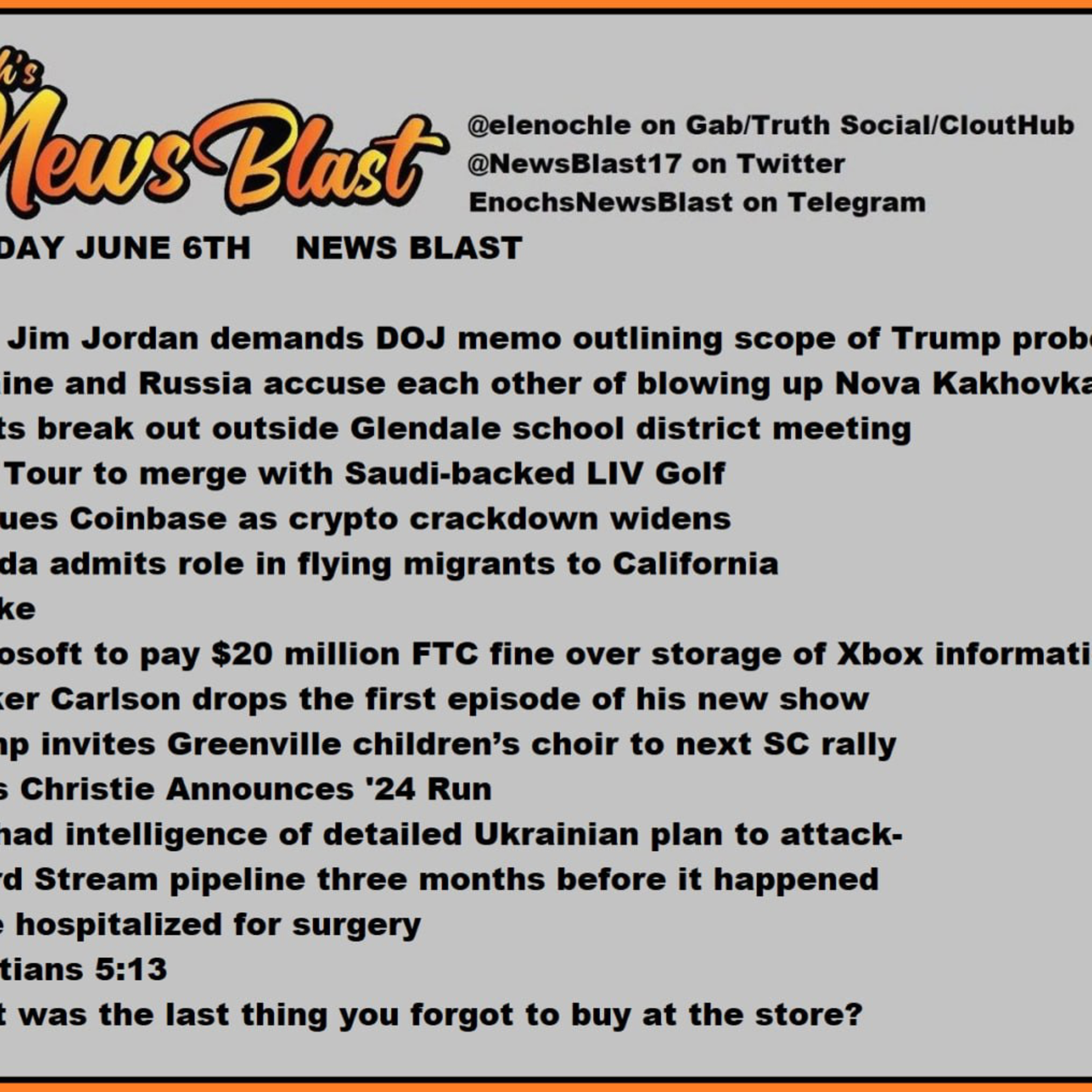 Tuesday, June 6, 2023 News Blast  episode artwork