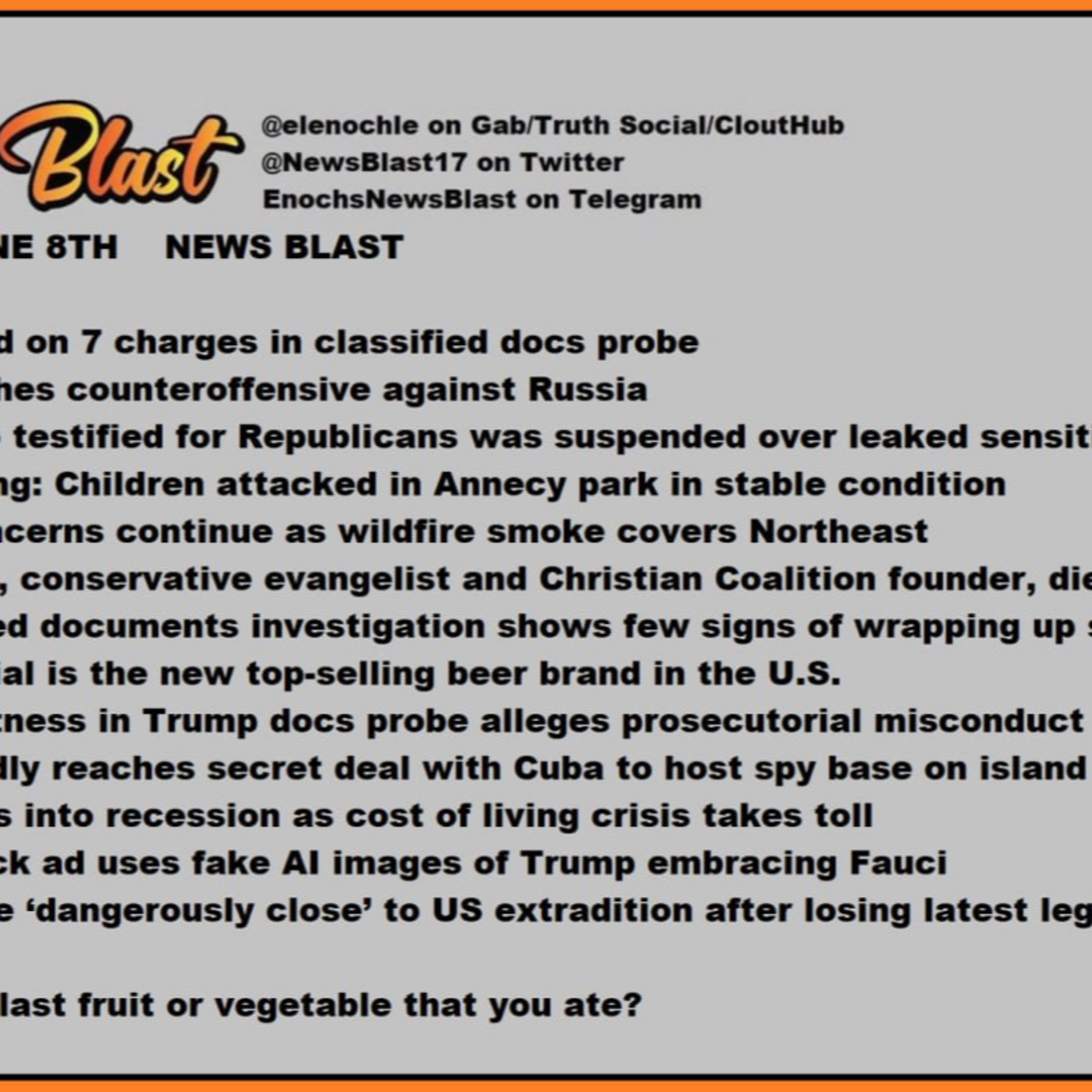 Tuesday, June 8, 2023 News Blast episode artwork
