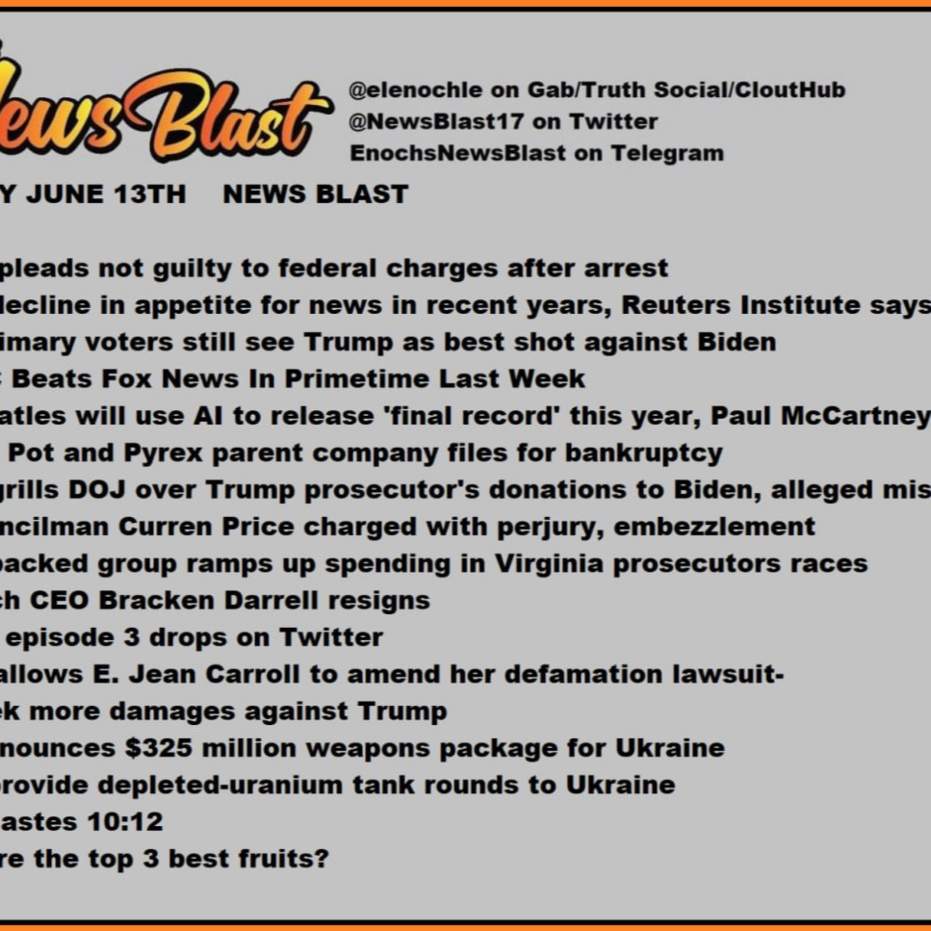 Tuesday, June 13, 2023 News Blast episode artwork