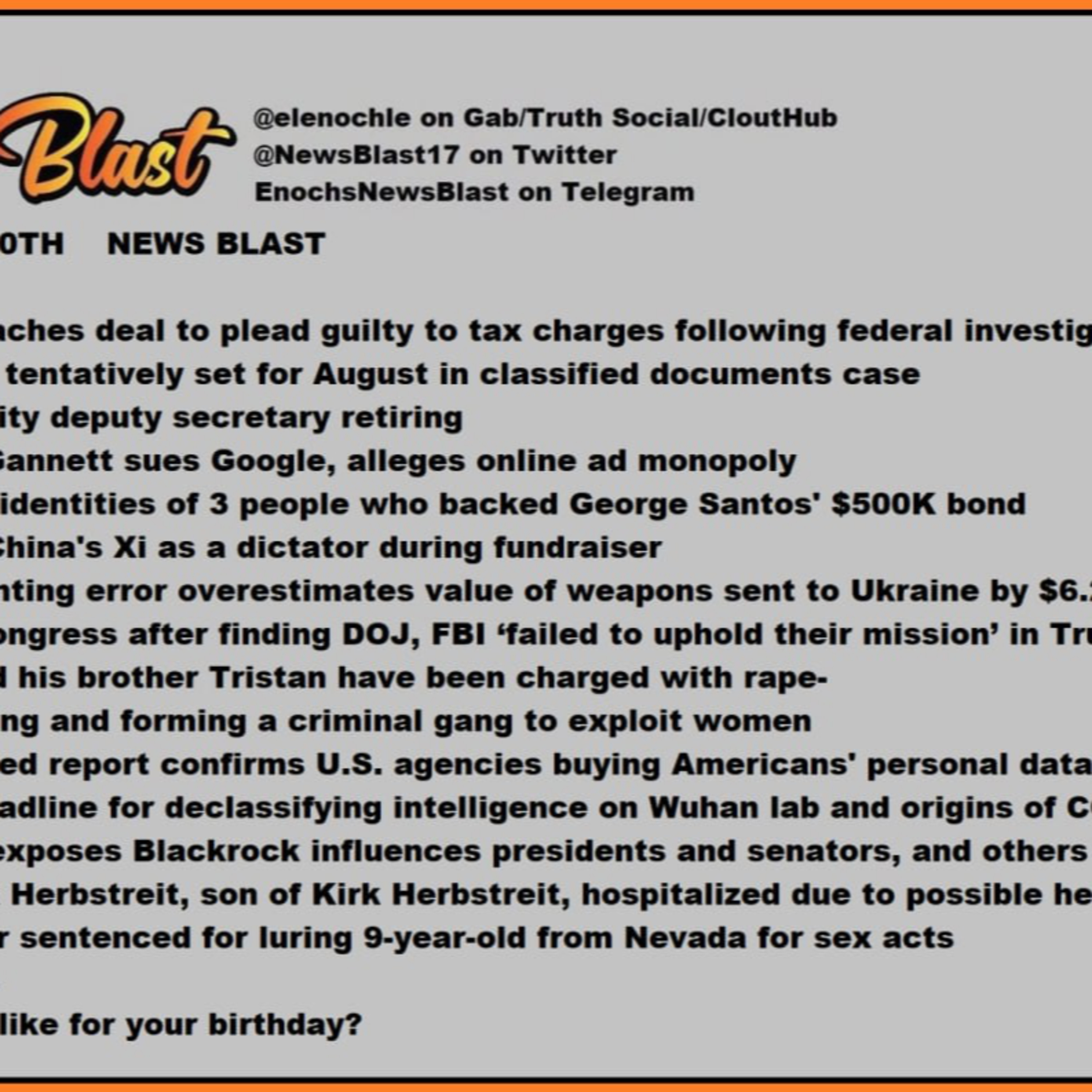 Tuesday June 20, 2023 News Blast episode artwork