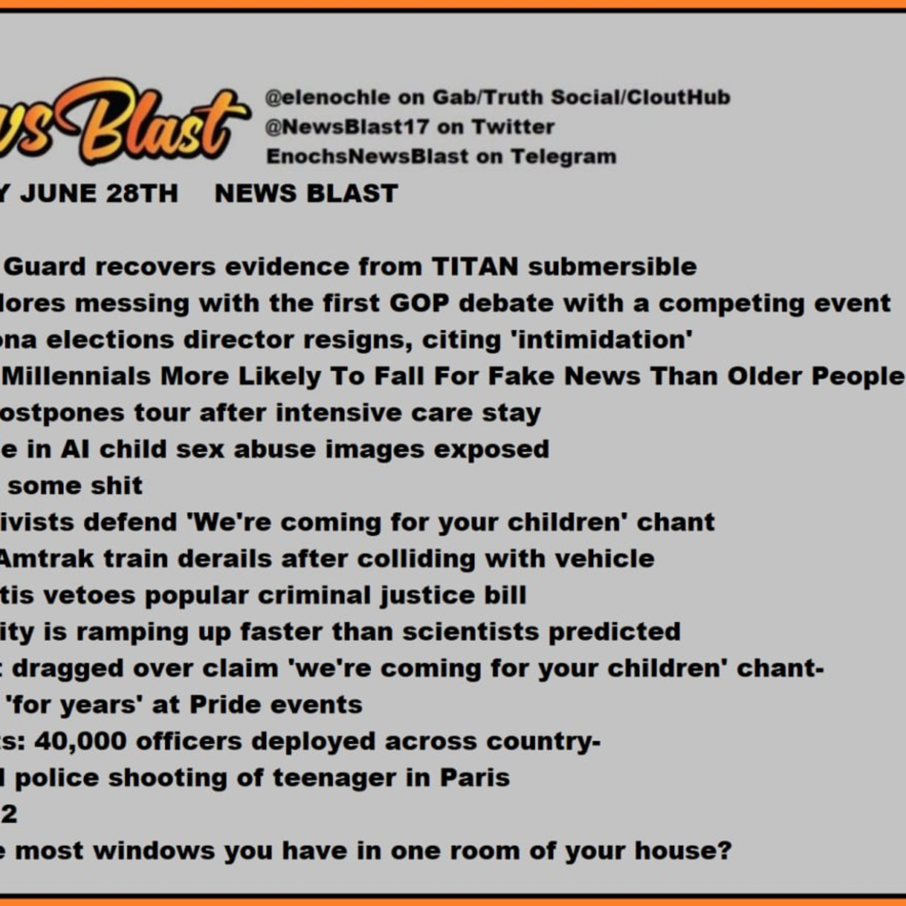 Weekend of June 24/25, 2023 News Blast  episode artwork