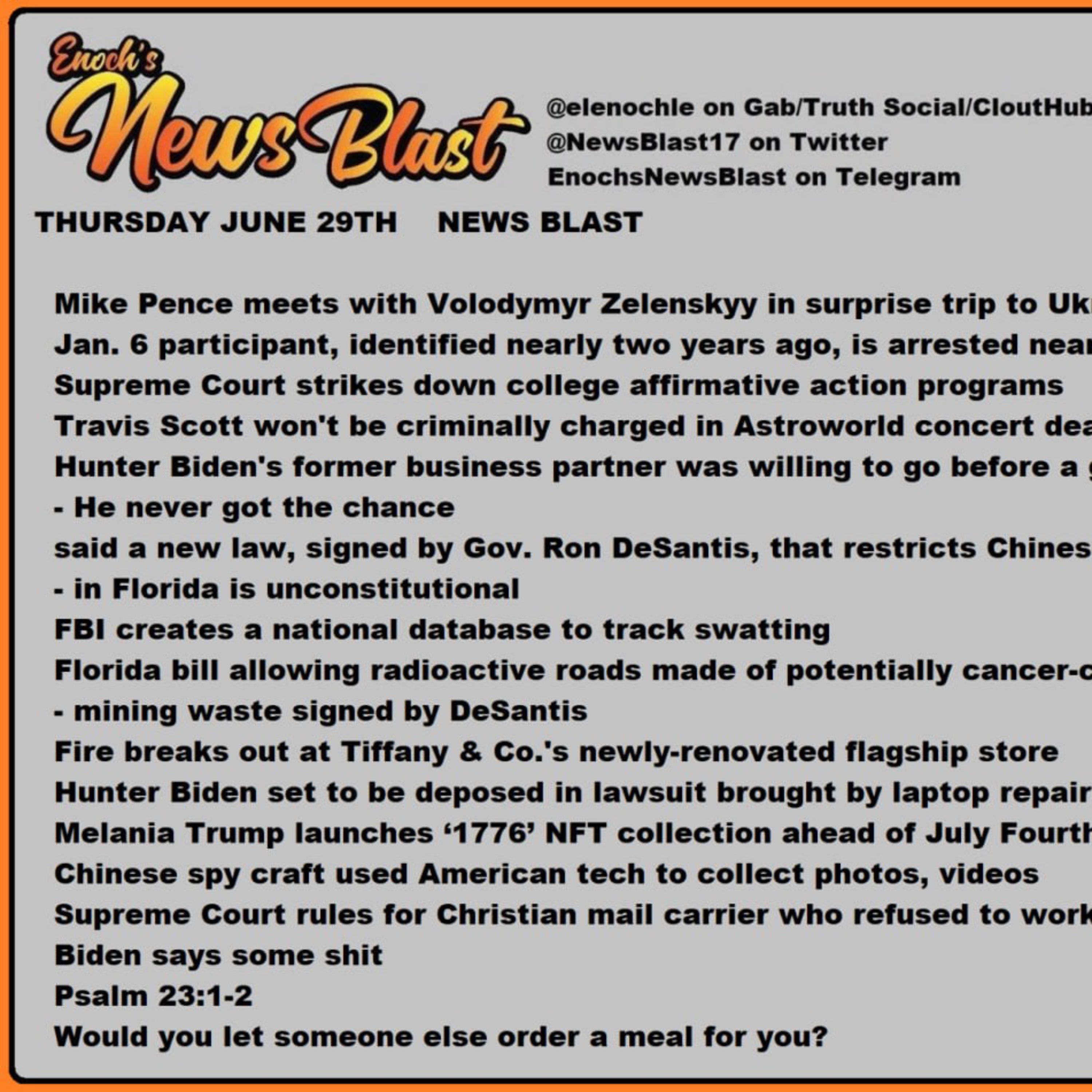 Thursday June 29, 2023 News Blast episode artwork