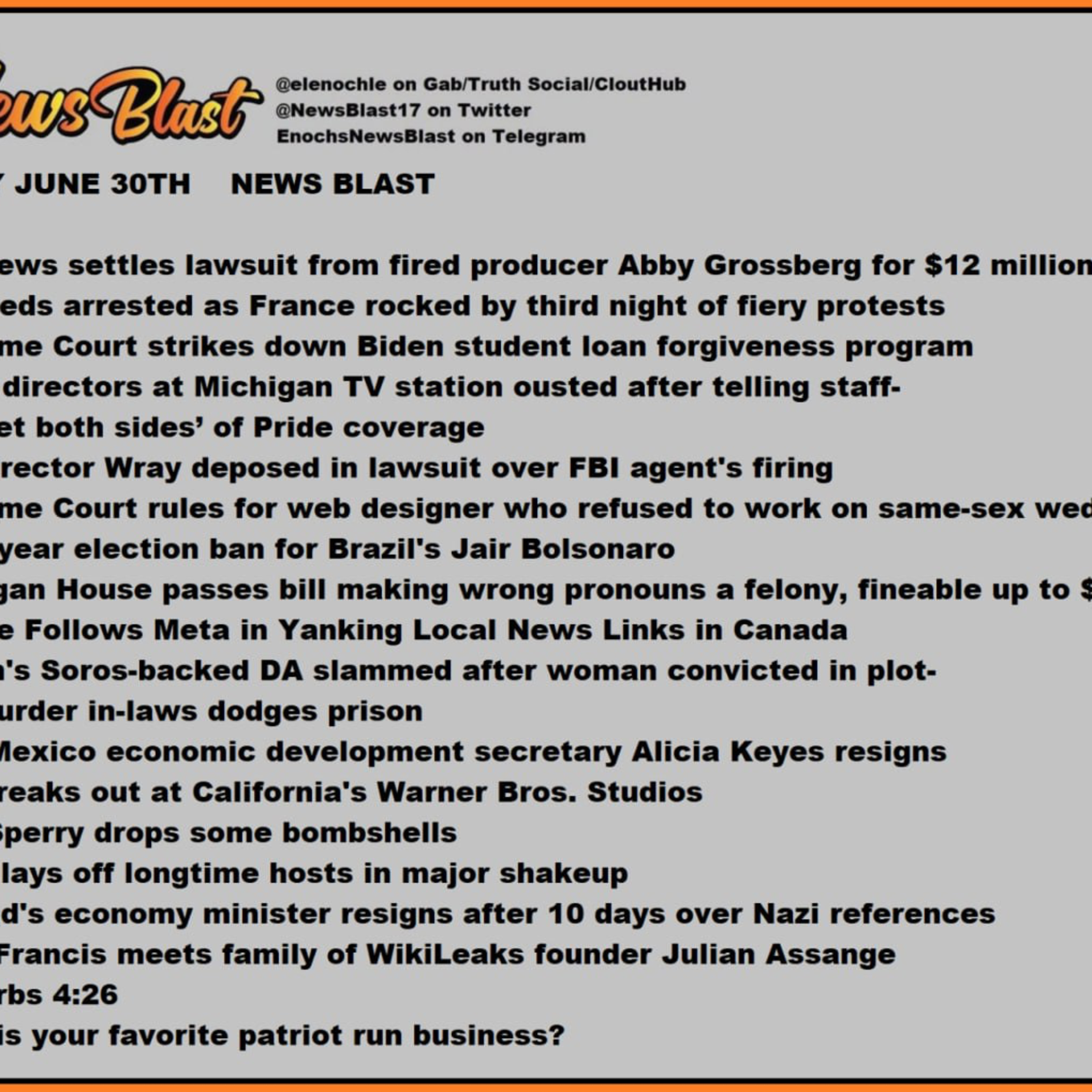 Friday, June 30, 2023 News Blast episode artwork