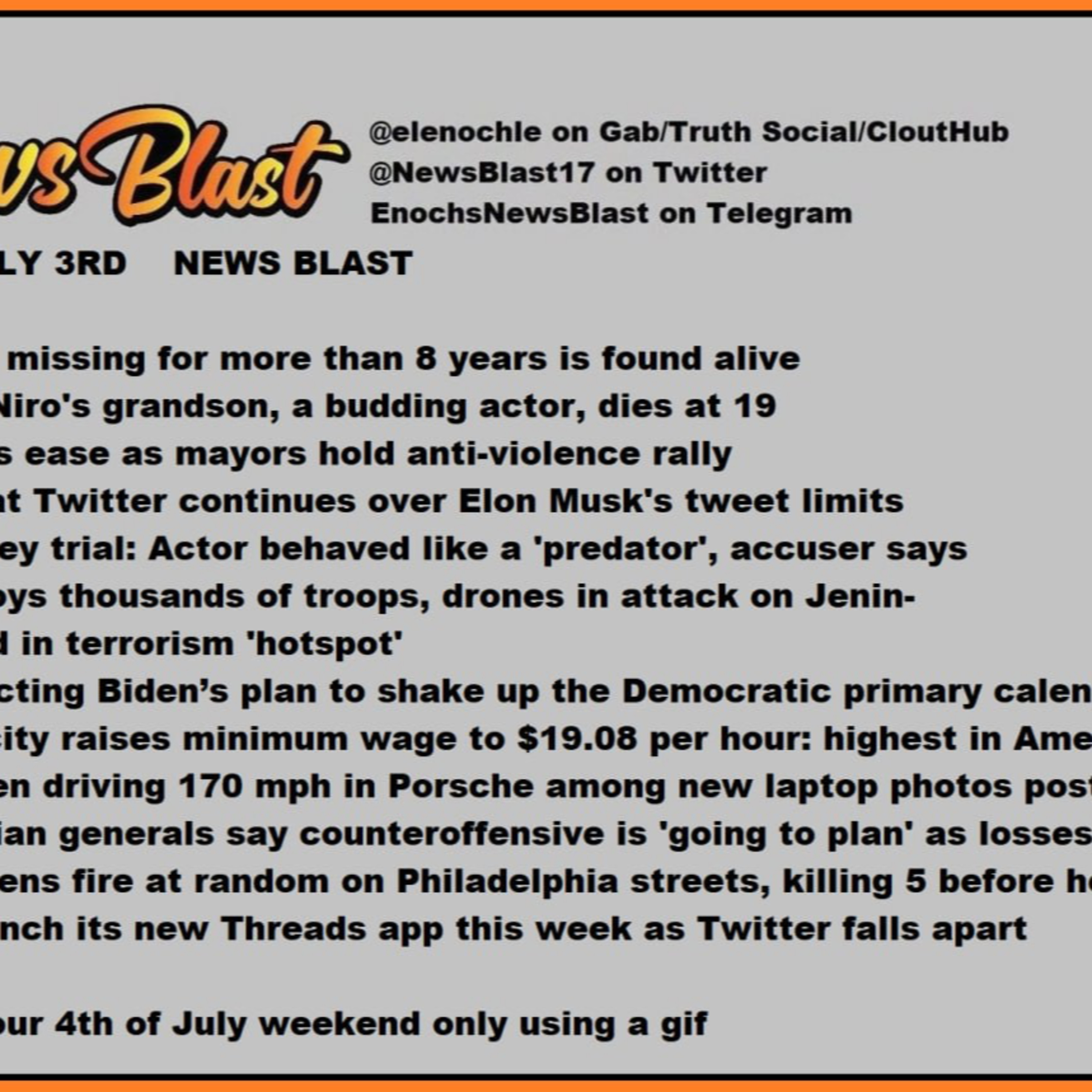 Monday, July 3, 2023 News Blast episode artwork