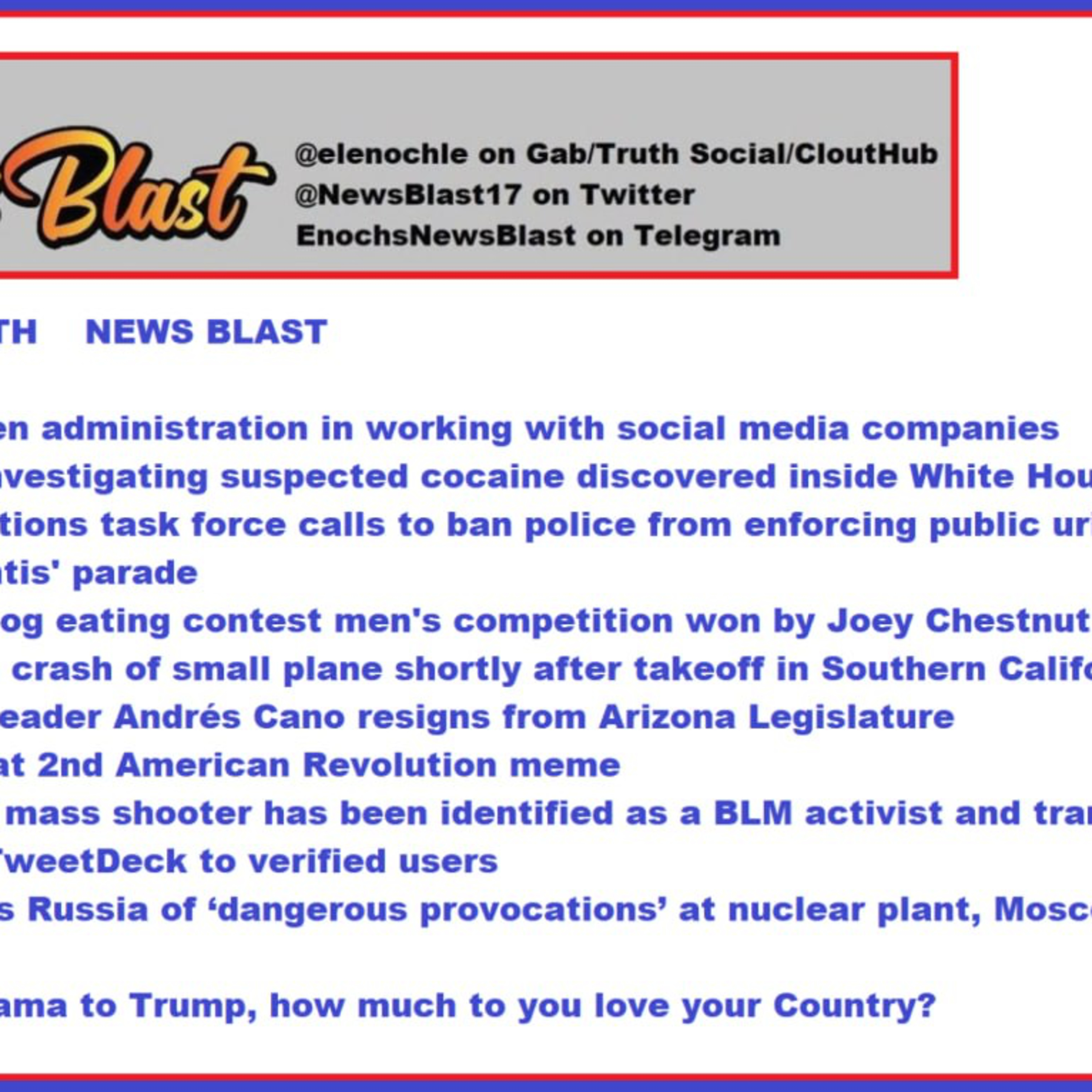 Tuesday, July 4, 2023 News Blast.  episode artwork