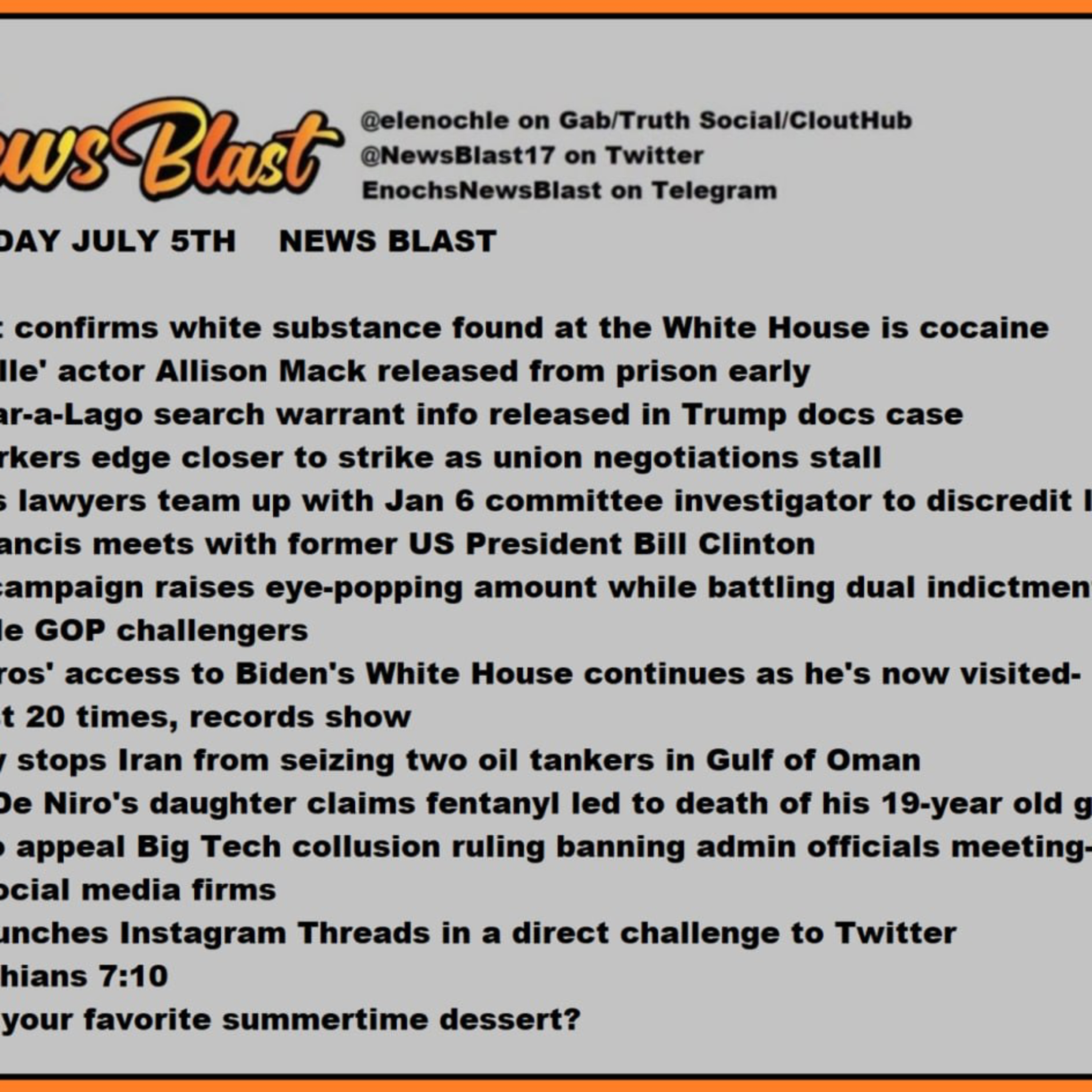 Wednesday, July 5, 2023 News Blast episode artwork