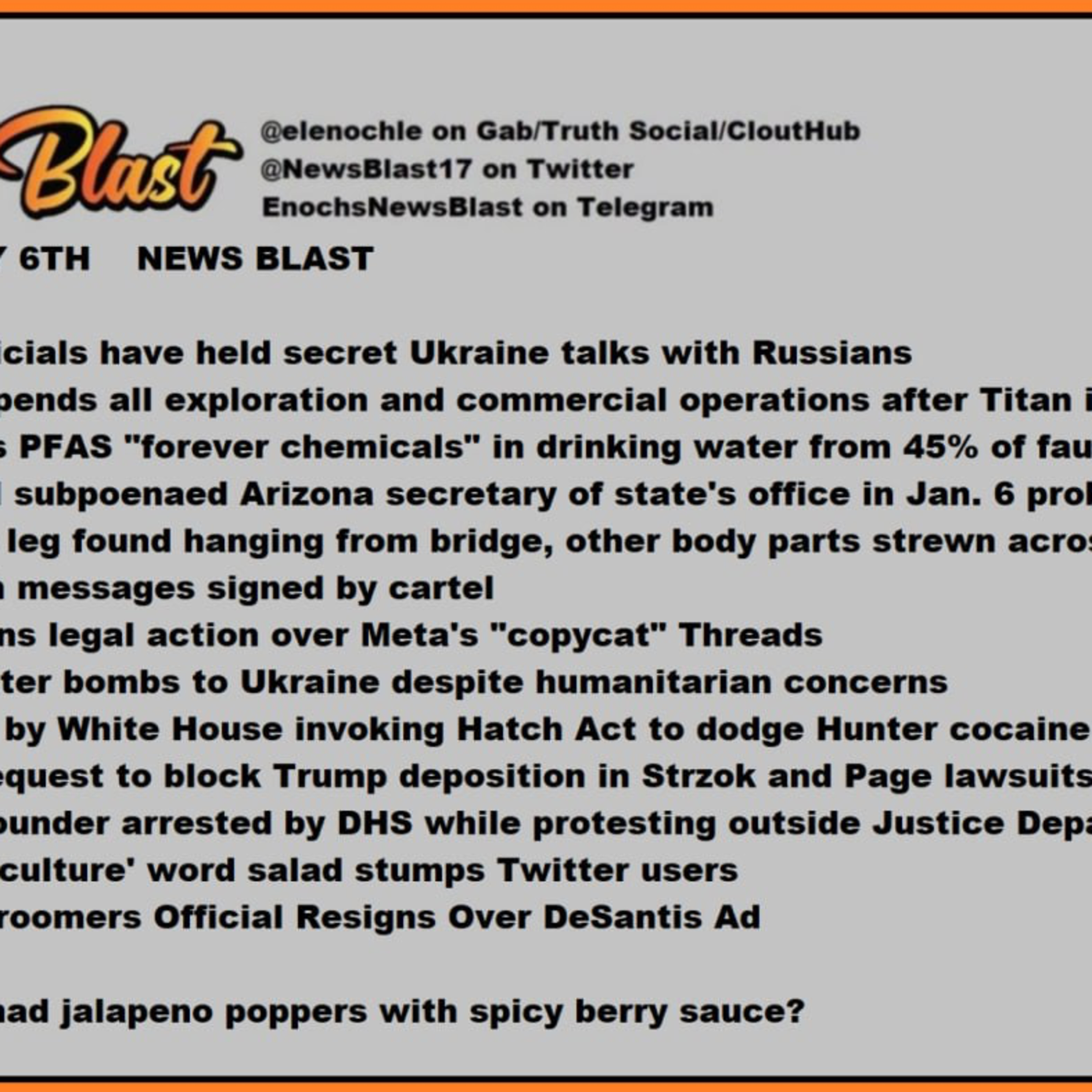 Thursday, July 6, 2023 News Blast.  episode artwork
