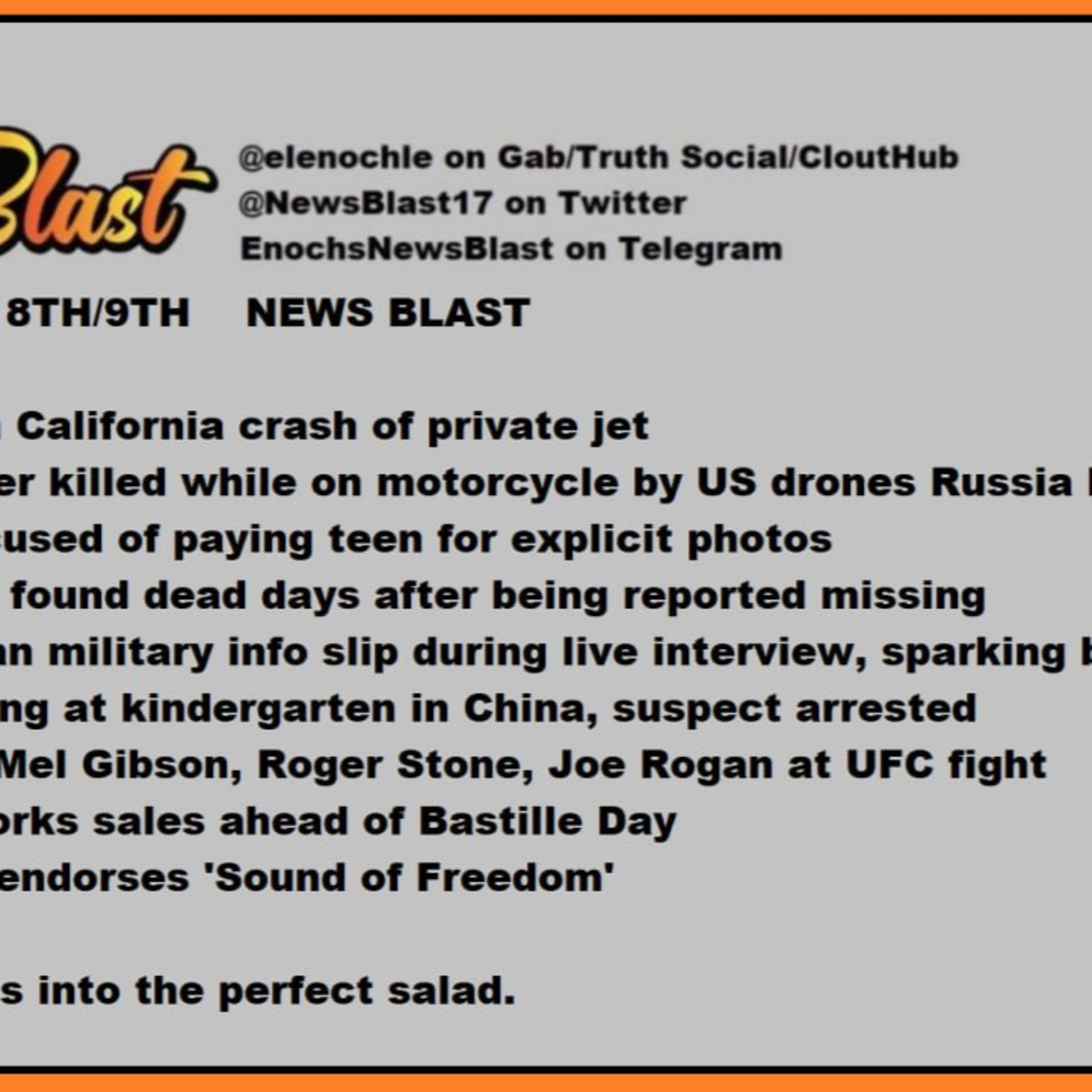 Weekend of July 8/9, 2023 News Blast.  episode artwork
