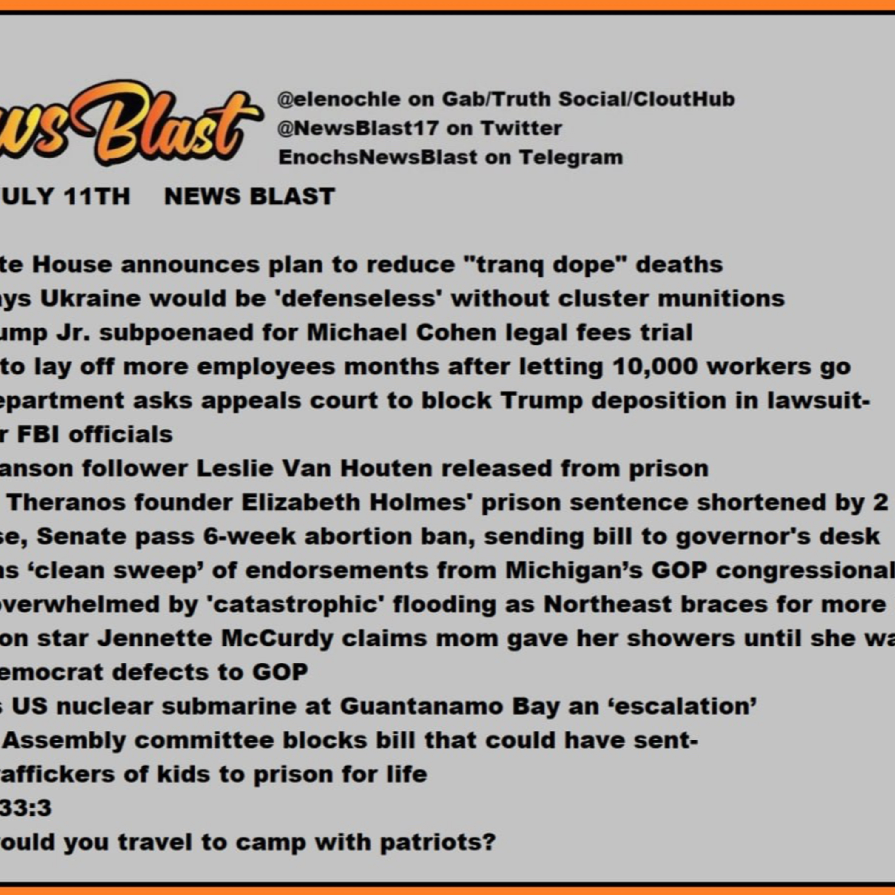Tuesday, July 11, 2023 News Blast.  episode artwork