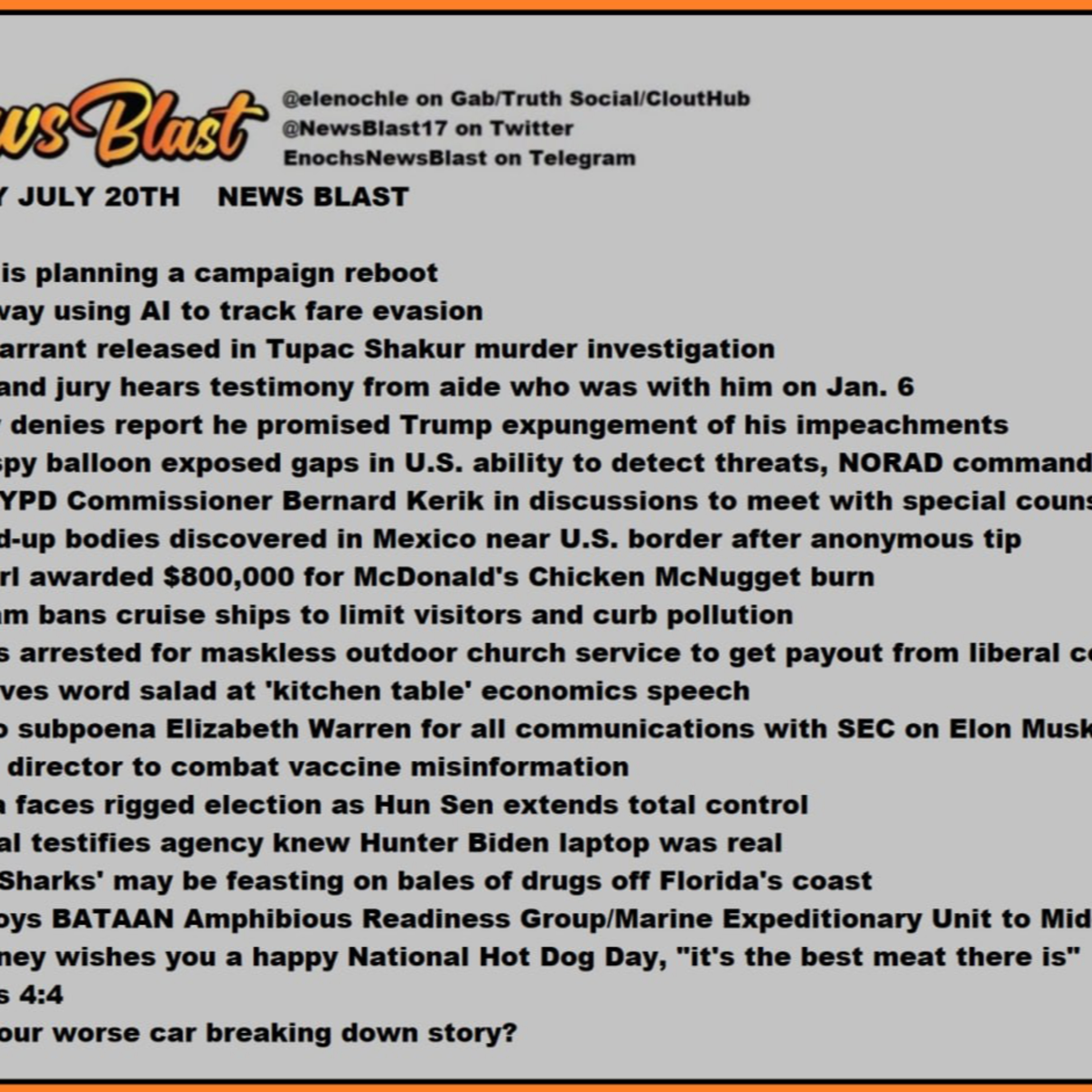 Thursday, July 20, 2023 News Blast  episode artwork