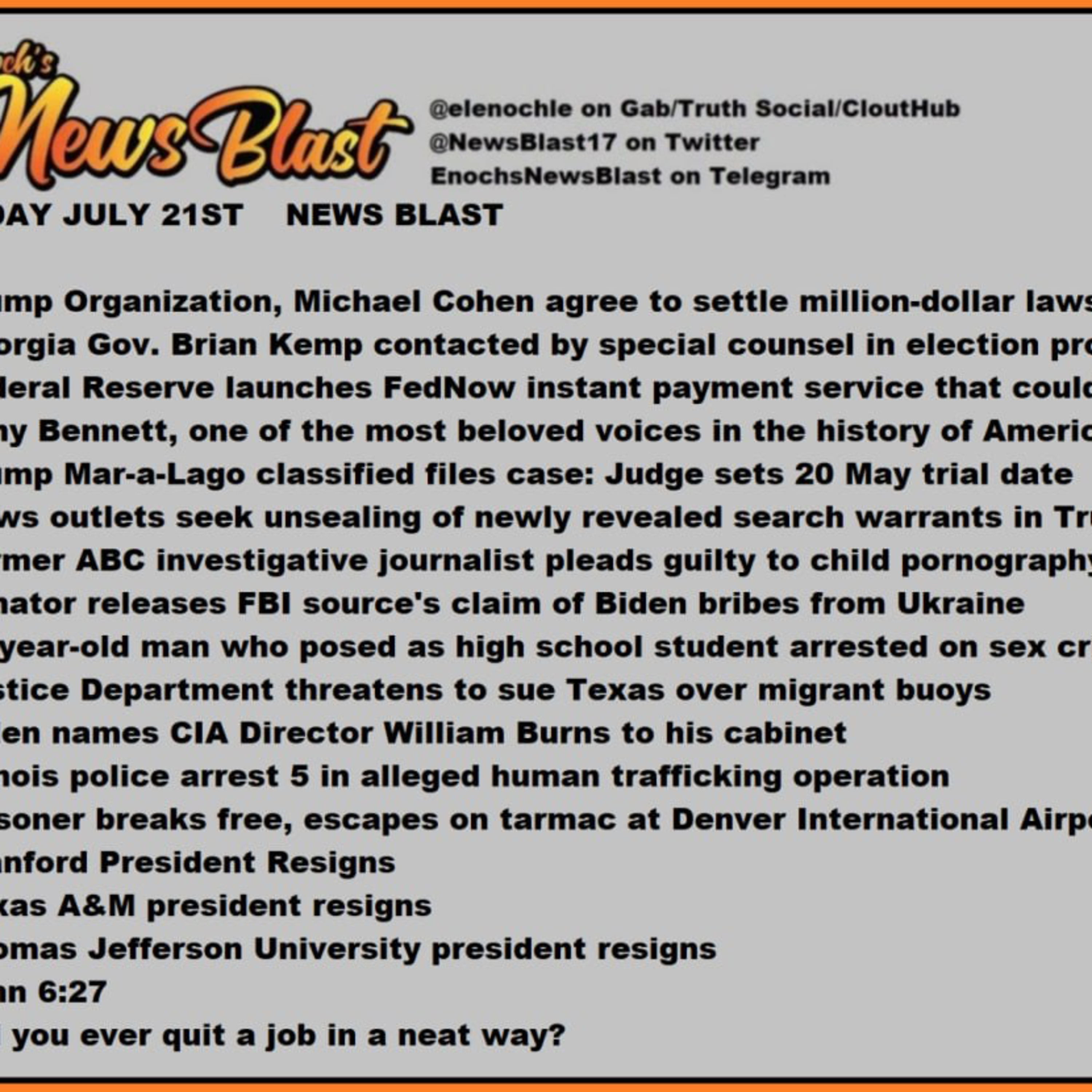Friday, July 21, 2023 News Blast  episode artwork