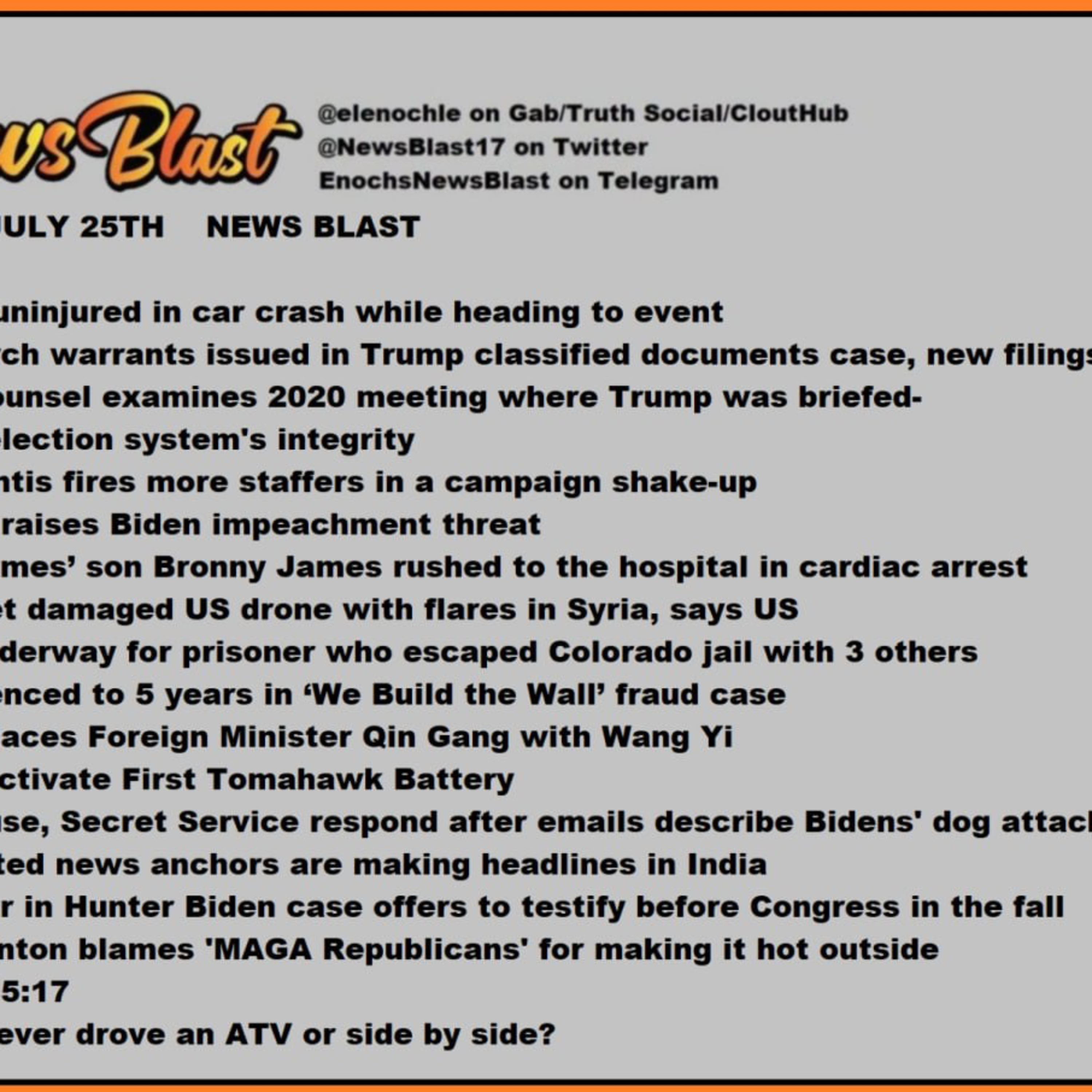 Tuesday, July 25, 2023 News Blast.  episode artwork