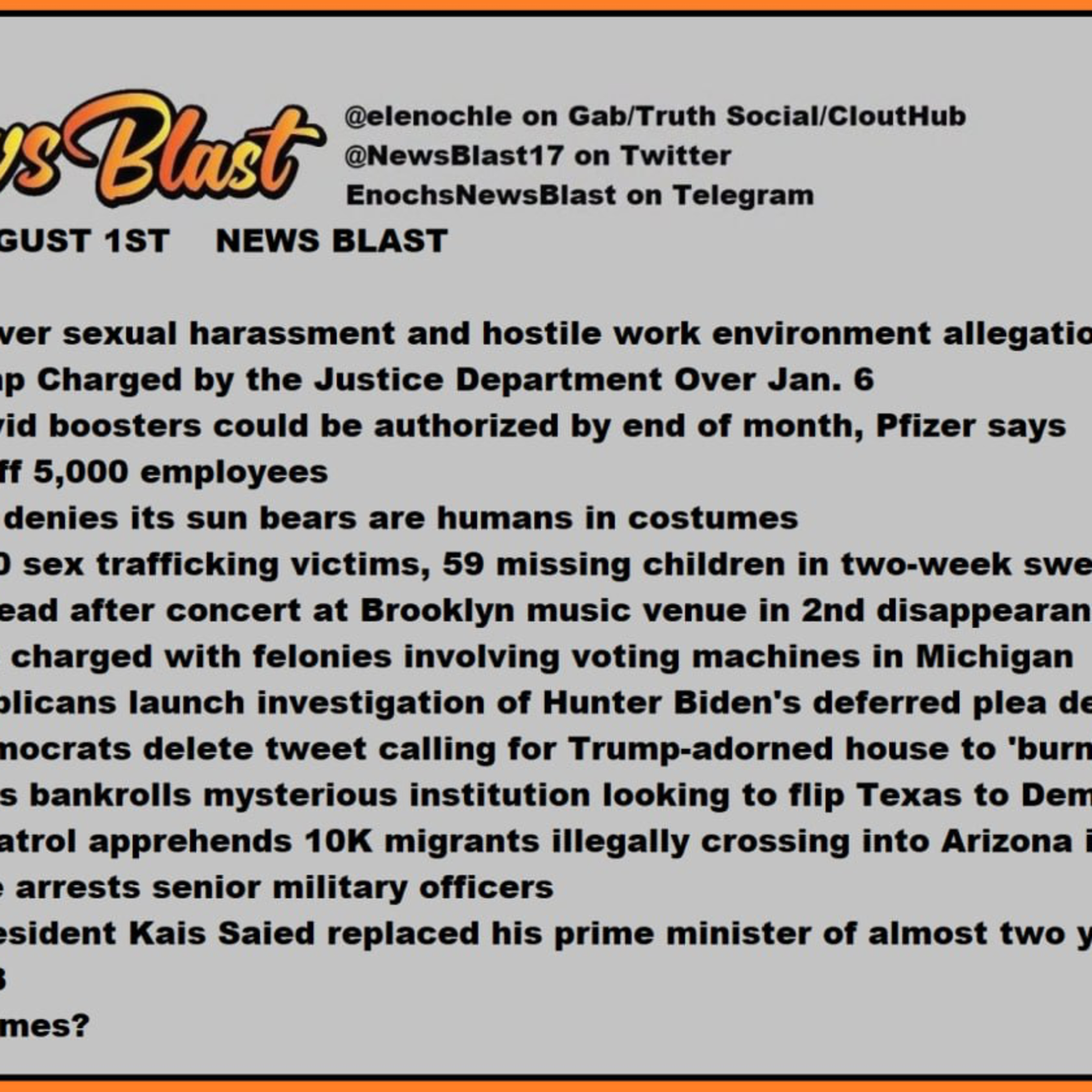 Tuesday, August 1, 2023 News Blast.  episode artwork