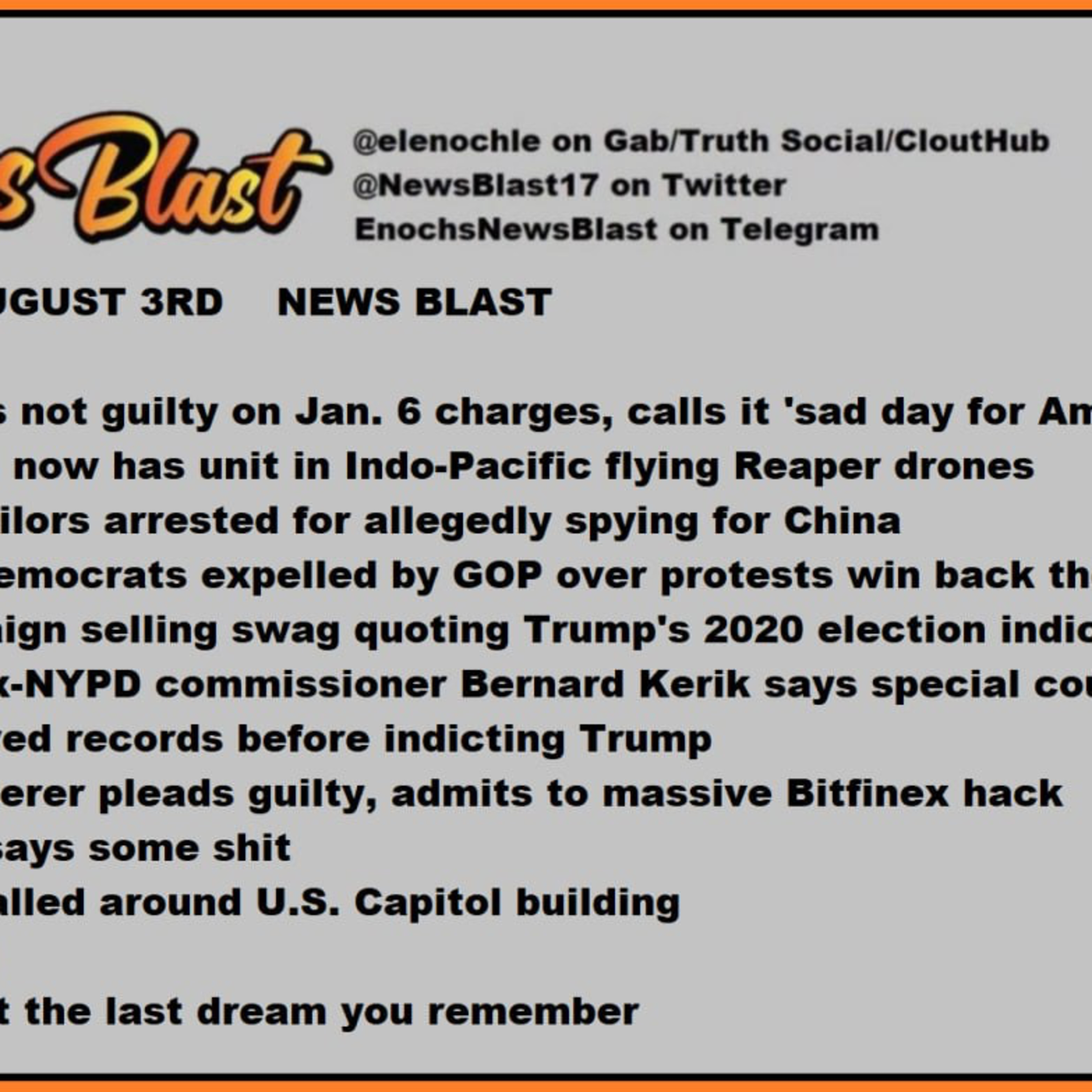 Thursday August 3, 2023. News Blast.  episode artwork