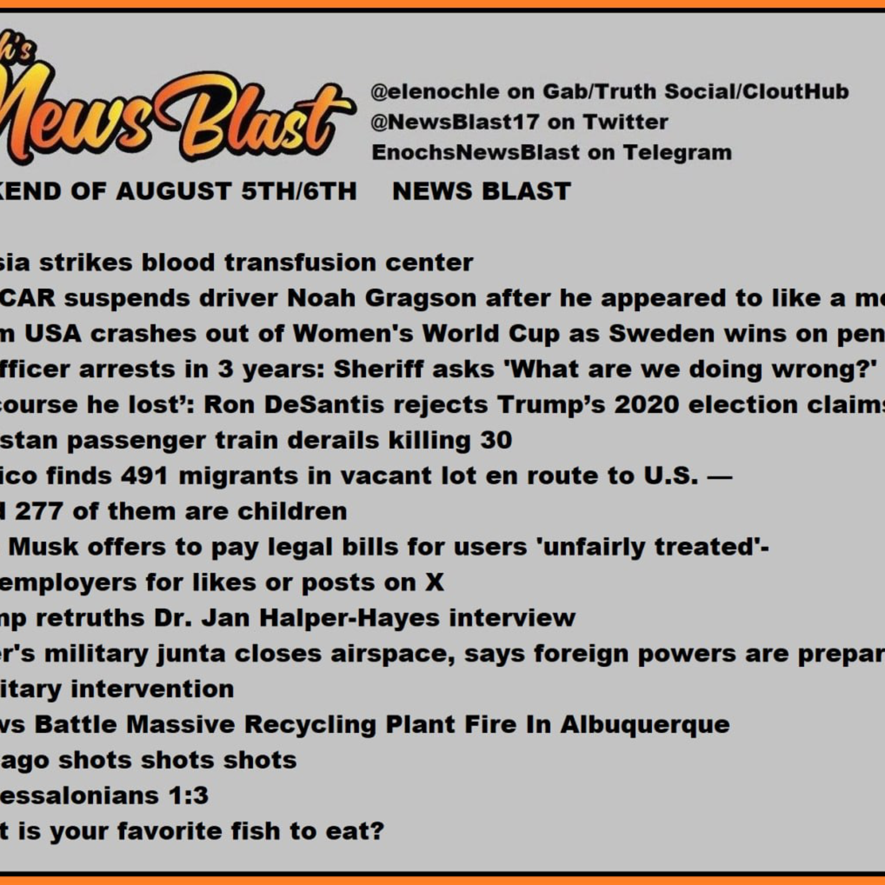 Weekend of August 5/6, 2023 News Blast episode artwork