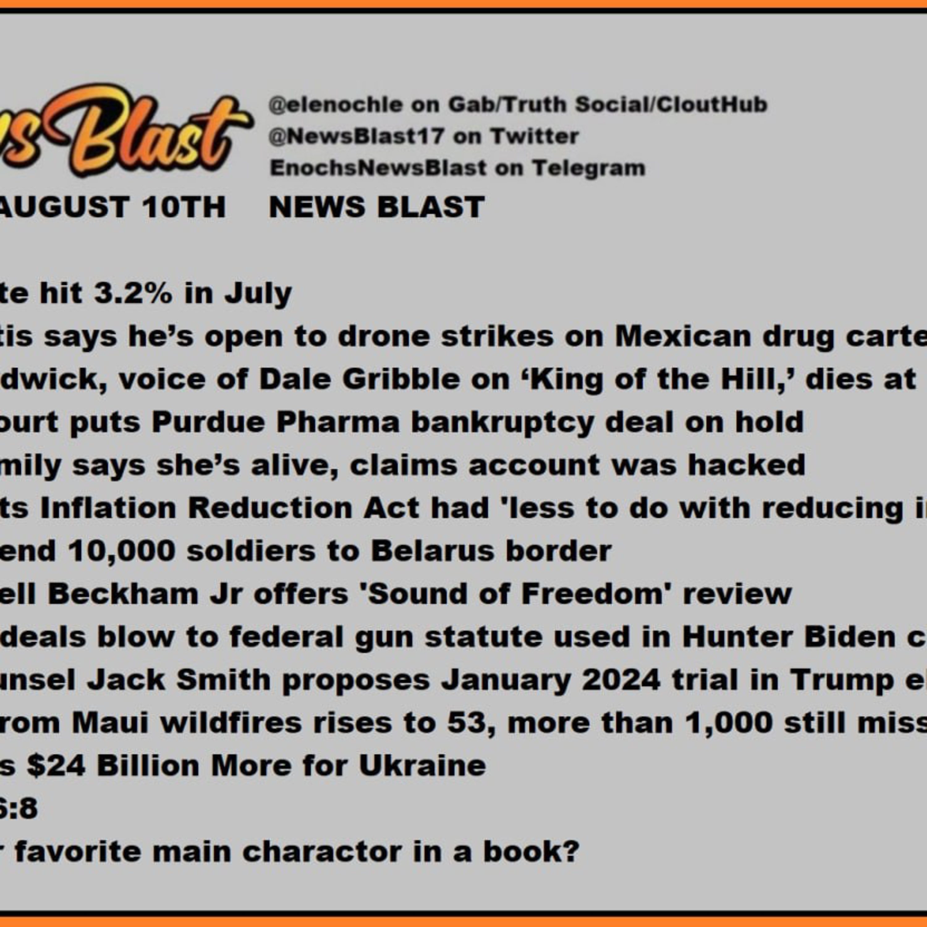 Thursday, August 10, 2023 News Blast episode artwork