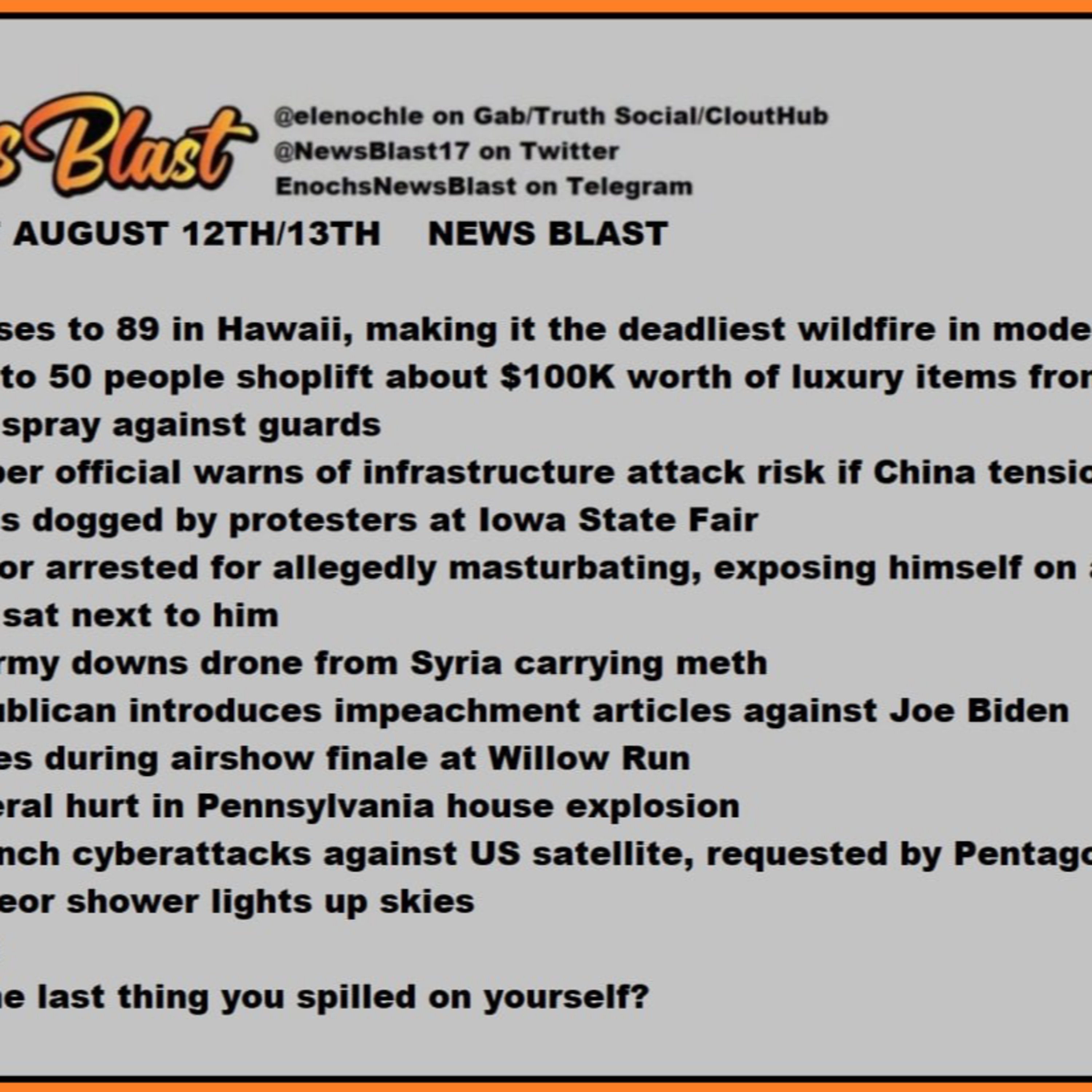 Weekend August 12/13, 2023 News Blast episode artwork