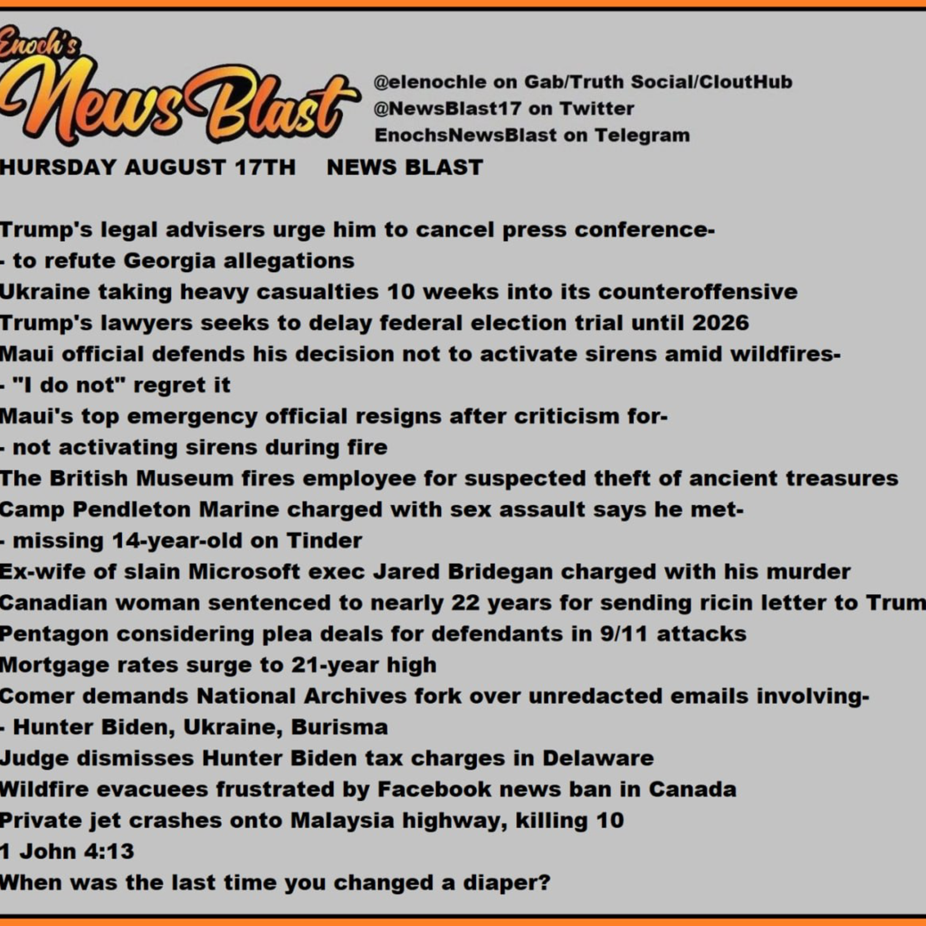 Thursday, July 17, 2023 News Blast episode artwork