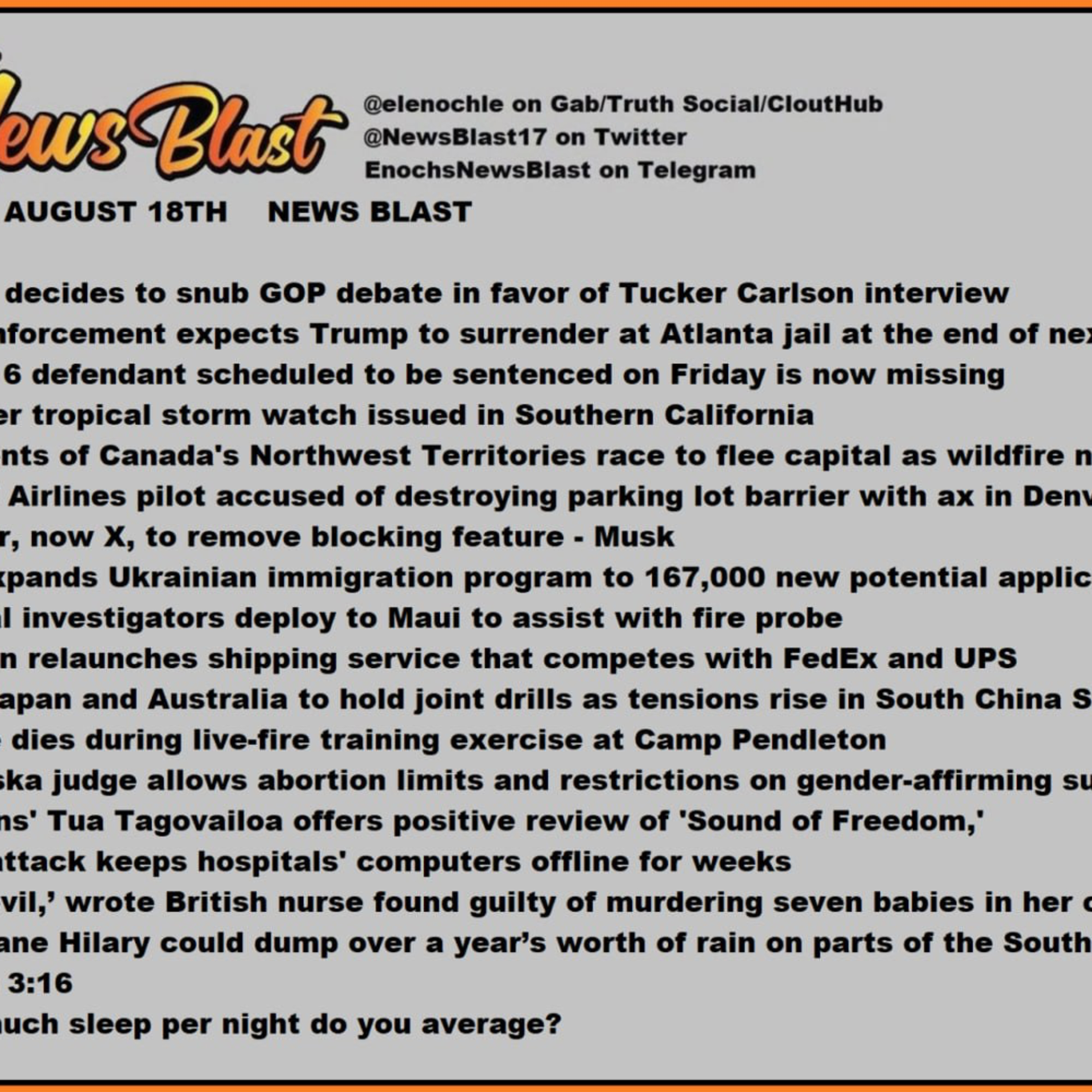 Friday, August 18, 2023 News Blast episode artwork